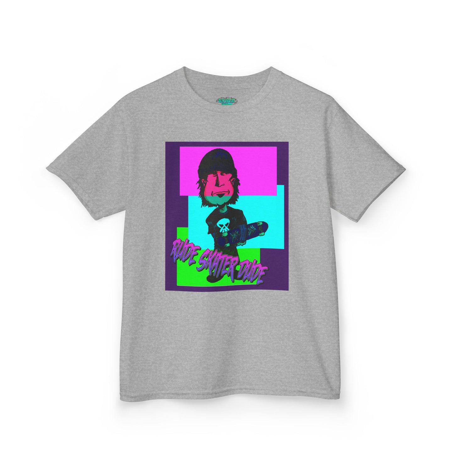 Kids Tee — Retro Neon Rude Skater Dude Kid Graphic T-Shirt