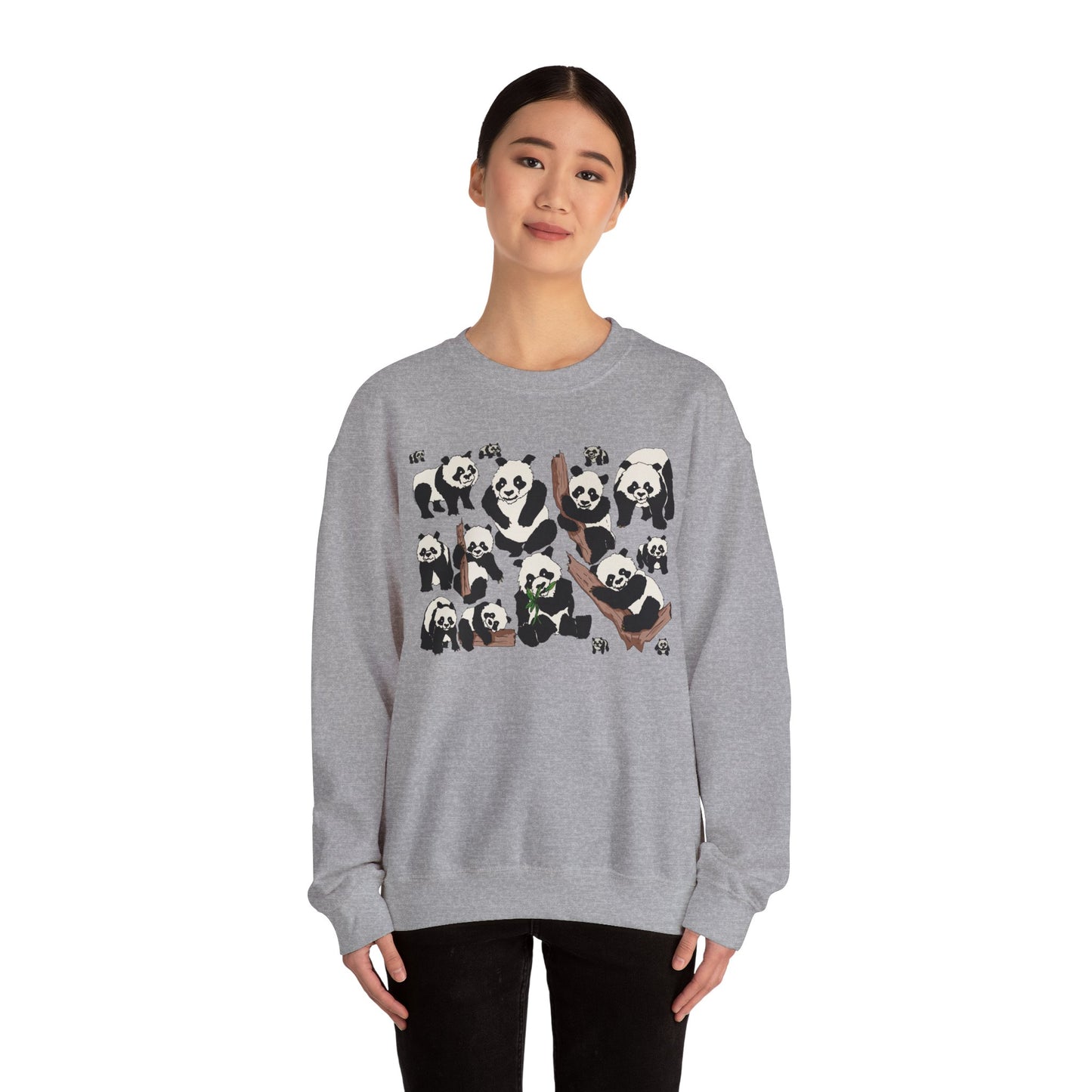 Cozy Panda Crewneck Sweatshirt - Soft Unisex Heavy Blend