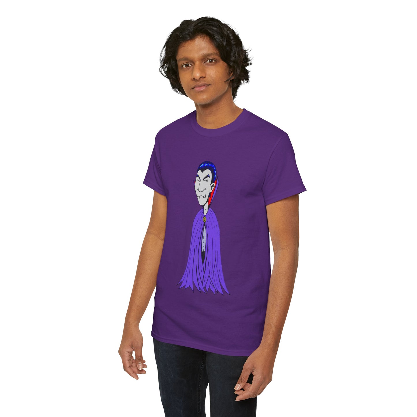 Vampire Cartoon Tee - Cute Purple Cloak Dracula Graphic T-Shirt