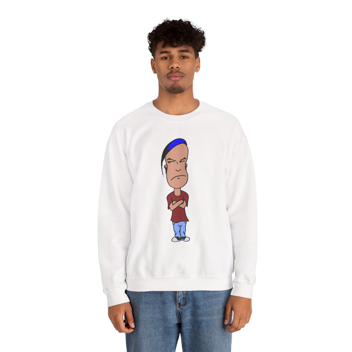 Smug Cartoon Graphic Crewneck Sweatshirt for Casual Style