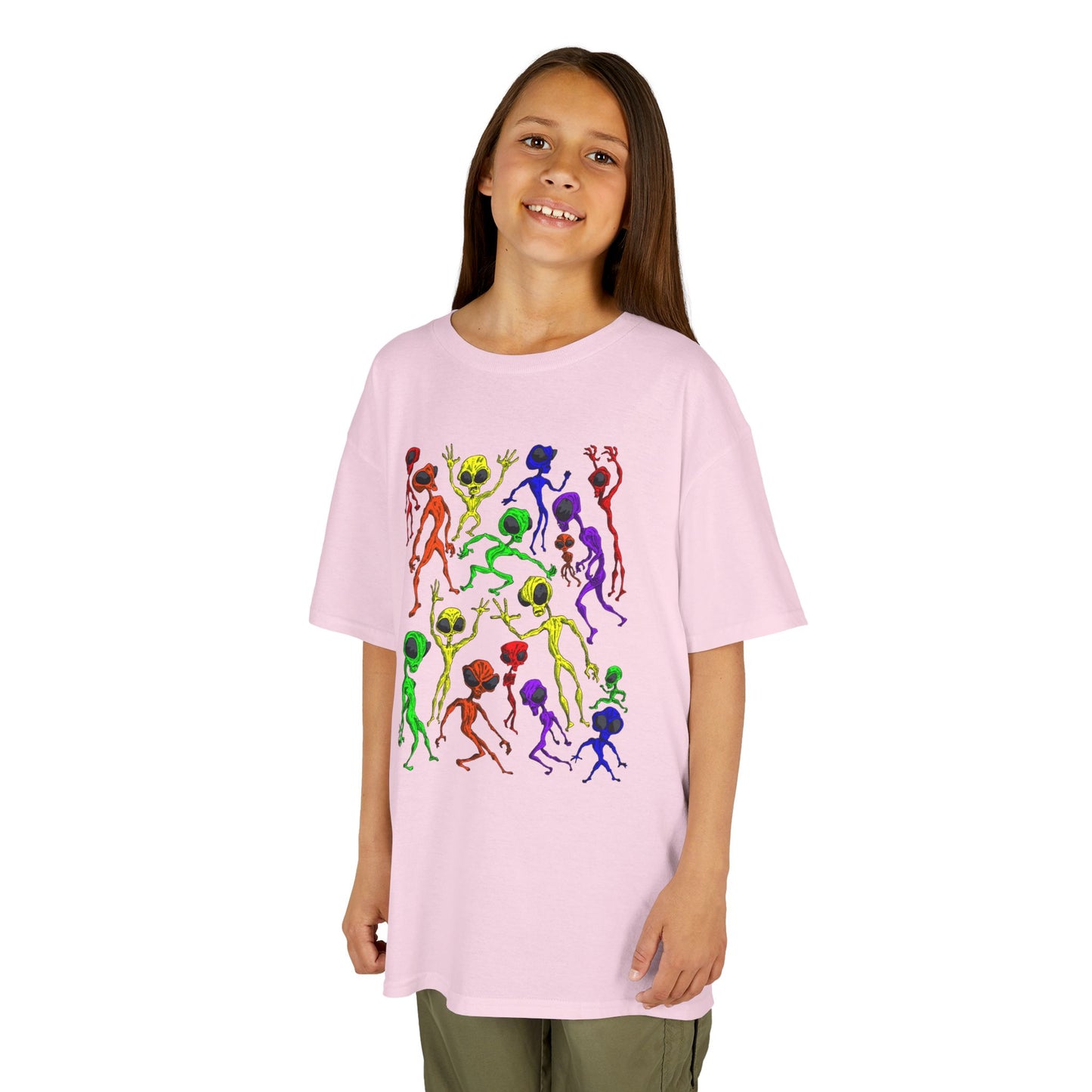 Colorful Alien Dance Party Kids Tee, Fun Graphic T-Shirt, Youth Summer Apparel, Gift for Young Dancers, Birthday Party Outfit, Festival Wear