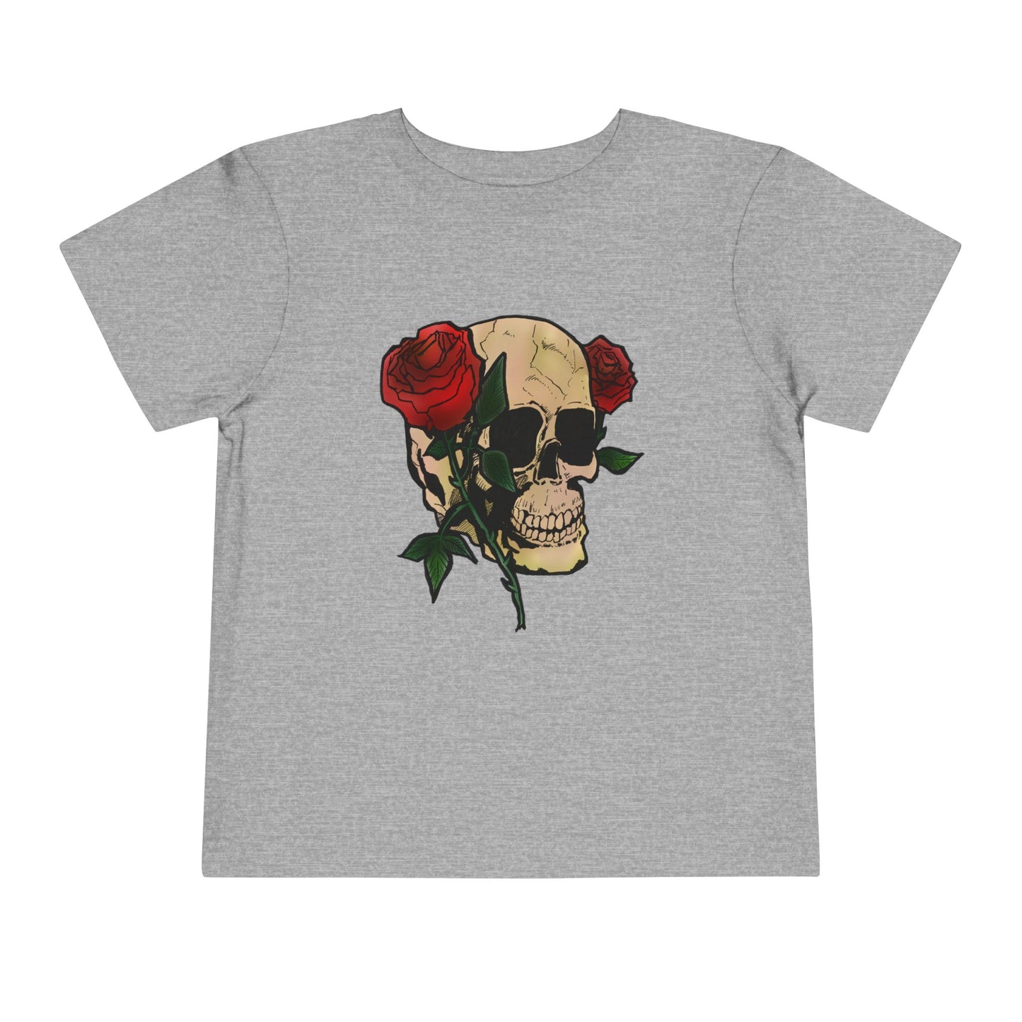 Toddler Tee — Skull with Red Roses Graphic