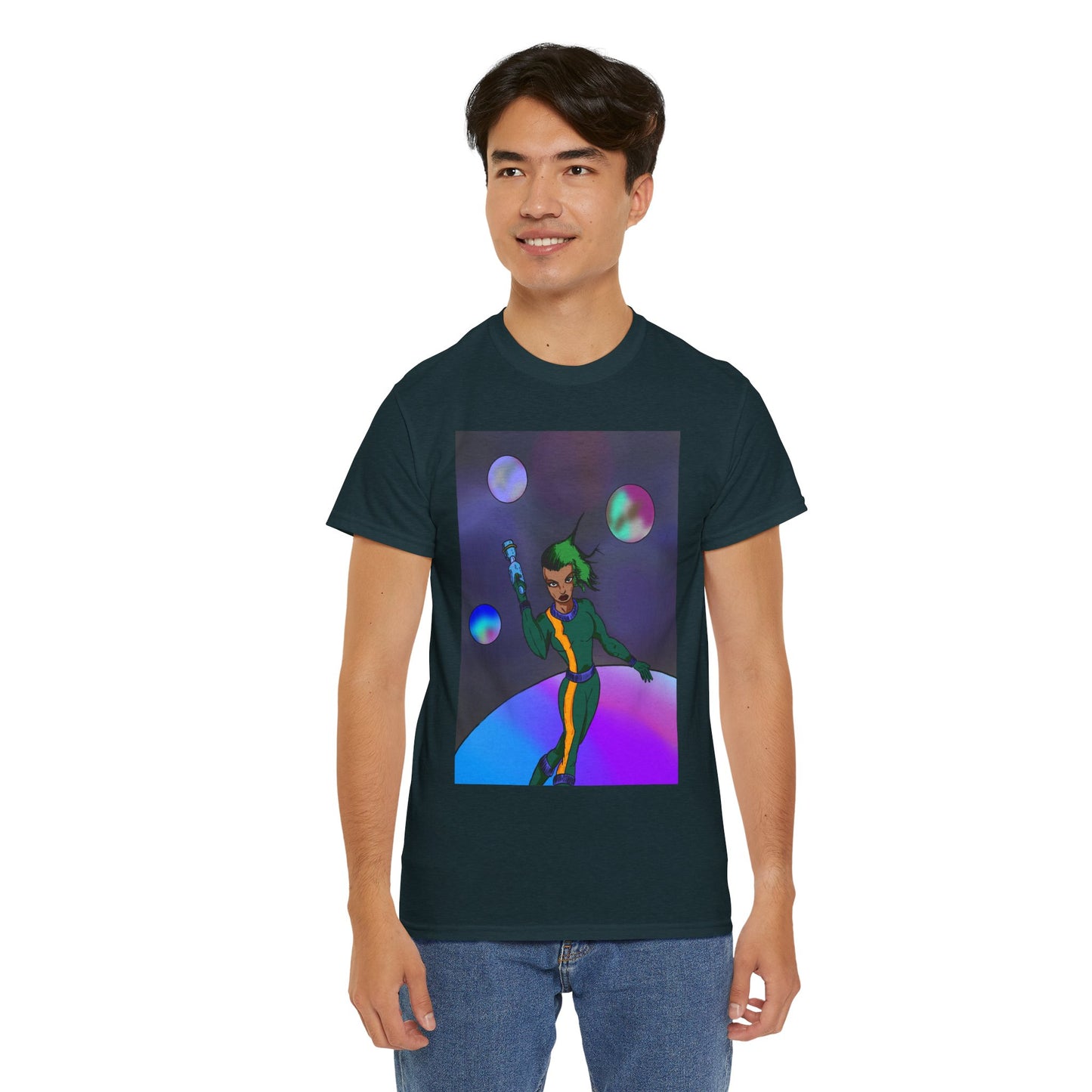 Cosmic Hero Vibe Tee - Unisex Heavy Cotton Tee, Space Art Shirt, Retro Sci-Fi T-Shirt, Gift for Space Lovers, Unique Graphic Tee