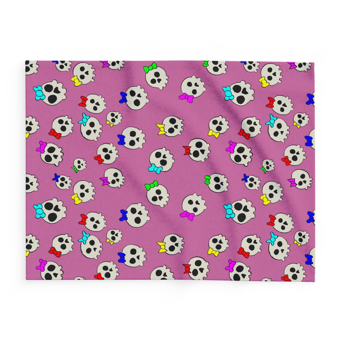 Delightfully Cute Skulls - Pink - Arctic Fleece Blanket