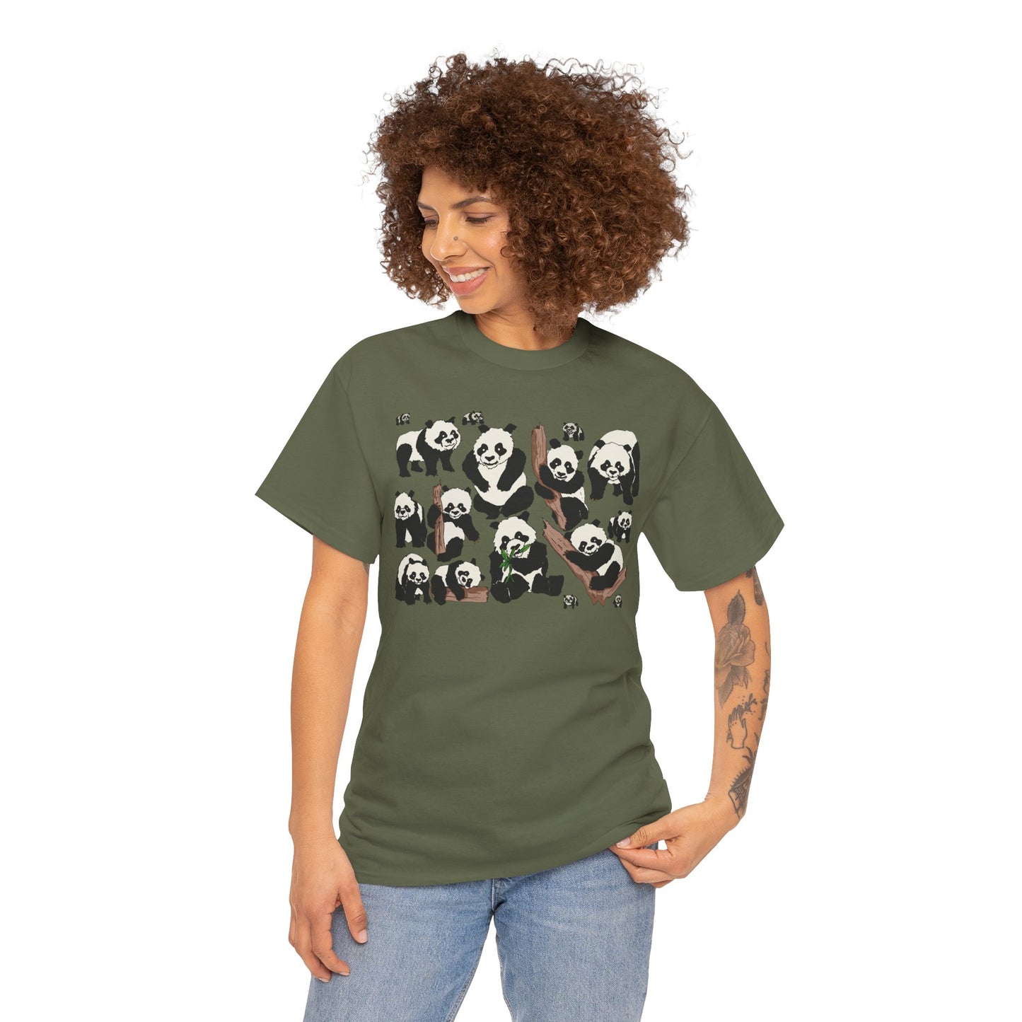 Cute Panda Design Unisex Heavy Cotton Tee | Animal Lover Gift, Casual Wear, Eco-Friendly Apparel, Nature Enthusiast Clothing