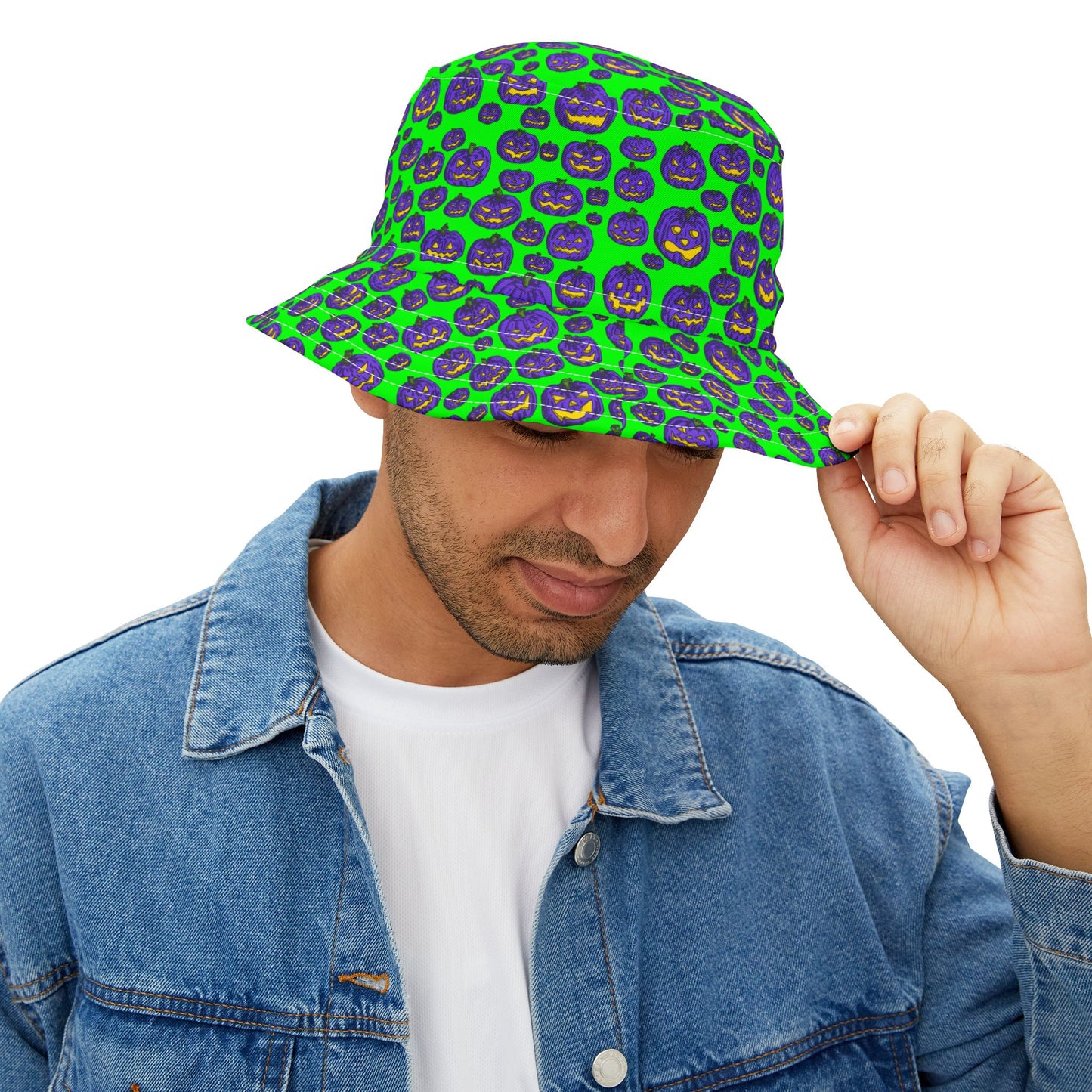 Vibrant Halloween Bucket Hat, Funky AOP Design, Trendy Sun Hat, Perfect for Festivals, Summer Beach Wear, Costume Accessory