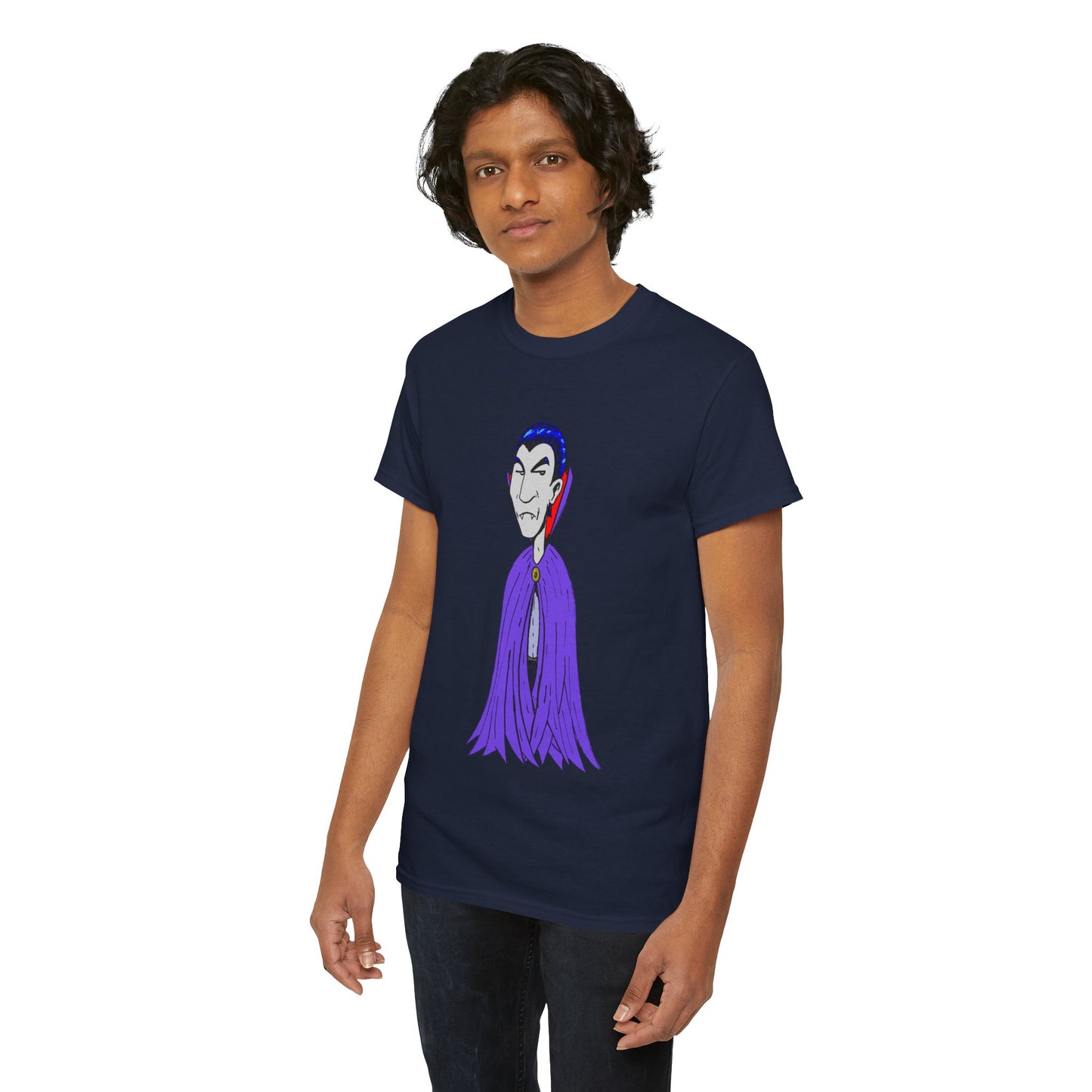 Vampire Cartoon Tee - Cute Purple Cloak Dracula Graphic T-Shirt