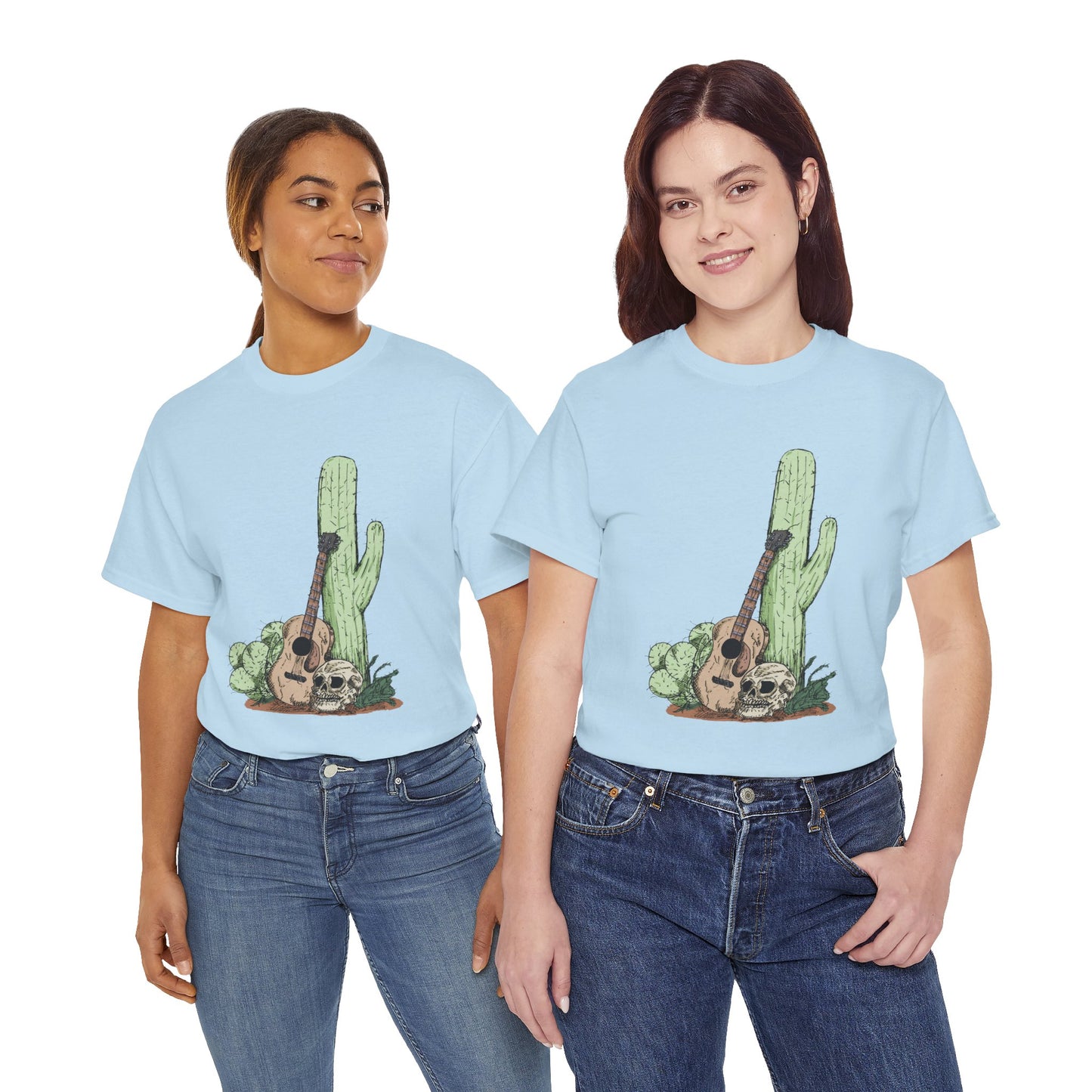 Desert Vibe Graphic Tee - Unisex Heavy Cotton Shirt, Boho Cactus Shirt, Guitar Lover's Gift, Summer Top, Music T-Shirt