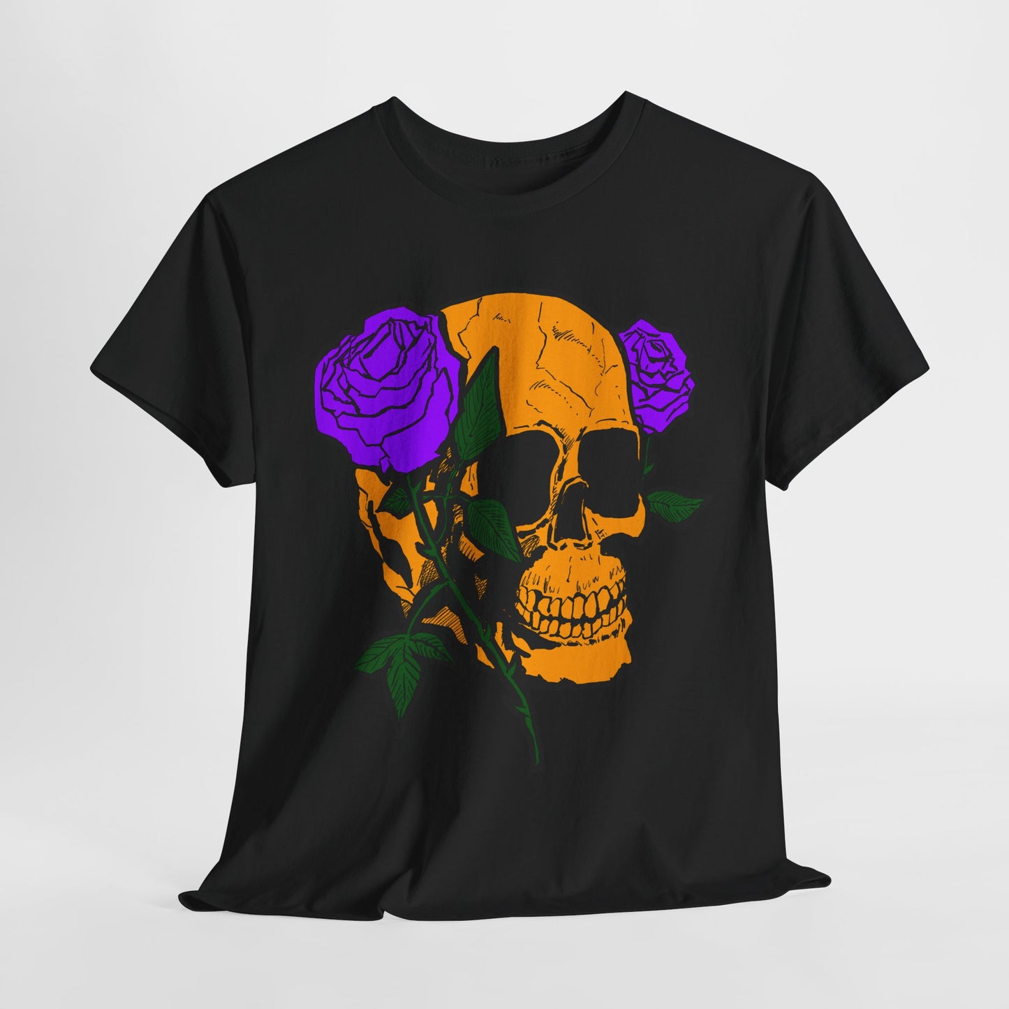 Skull and Roses Unisex Tee, Gothic Aesthetic Shirt, Vintage Graphic T-Shirt, Streetwear Essentials, Edgy Casual Wear