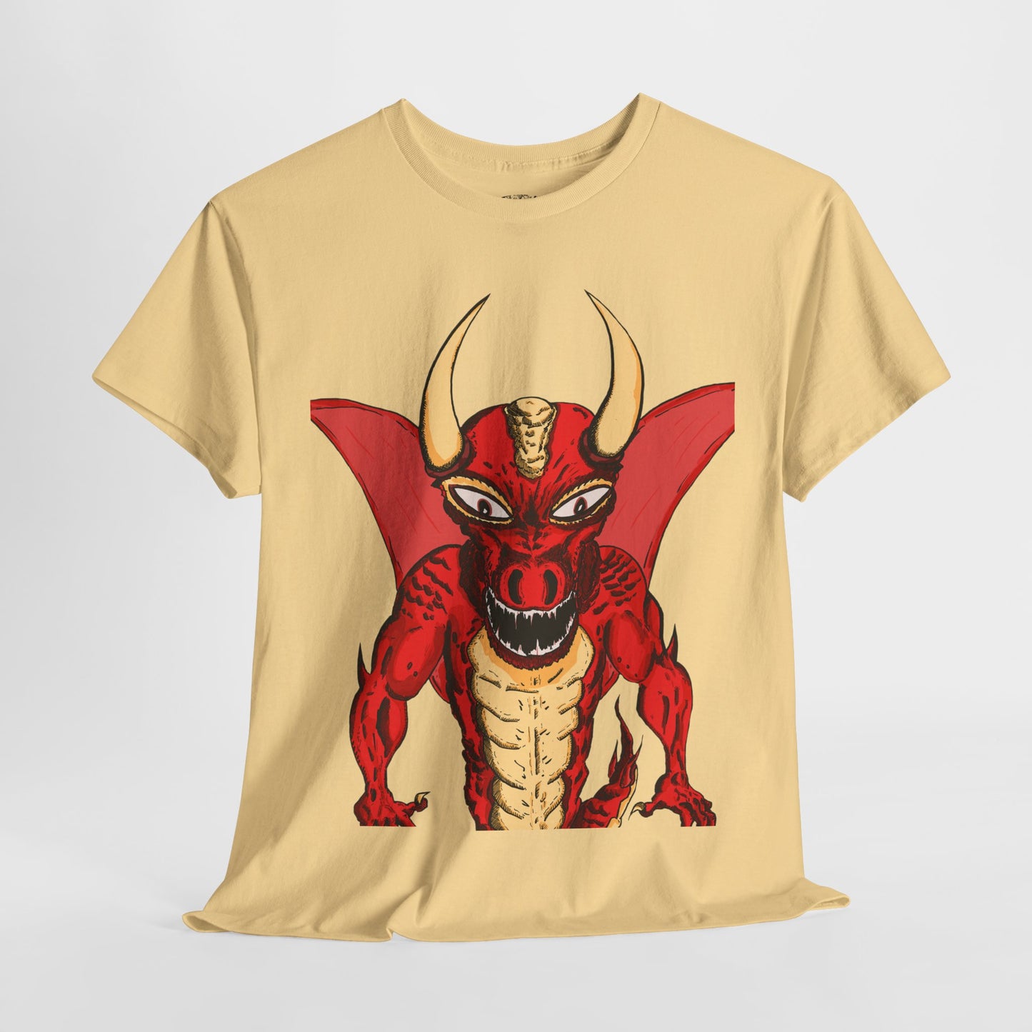 Bold Red Dragon Unisex Heavy Cotton Tee | Graphic Shirt for Anime Fans, Party Wear, Casual Outfit, Gift for Him/Her