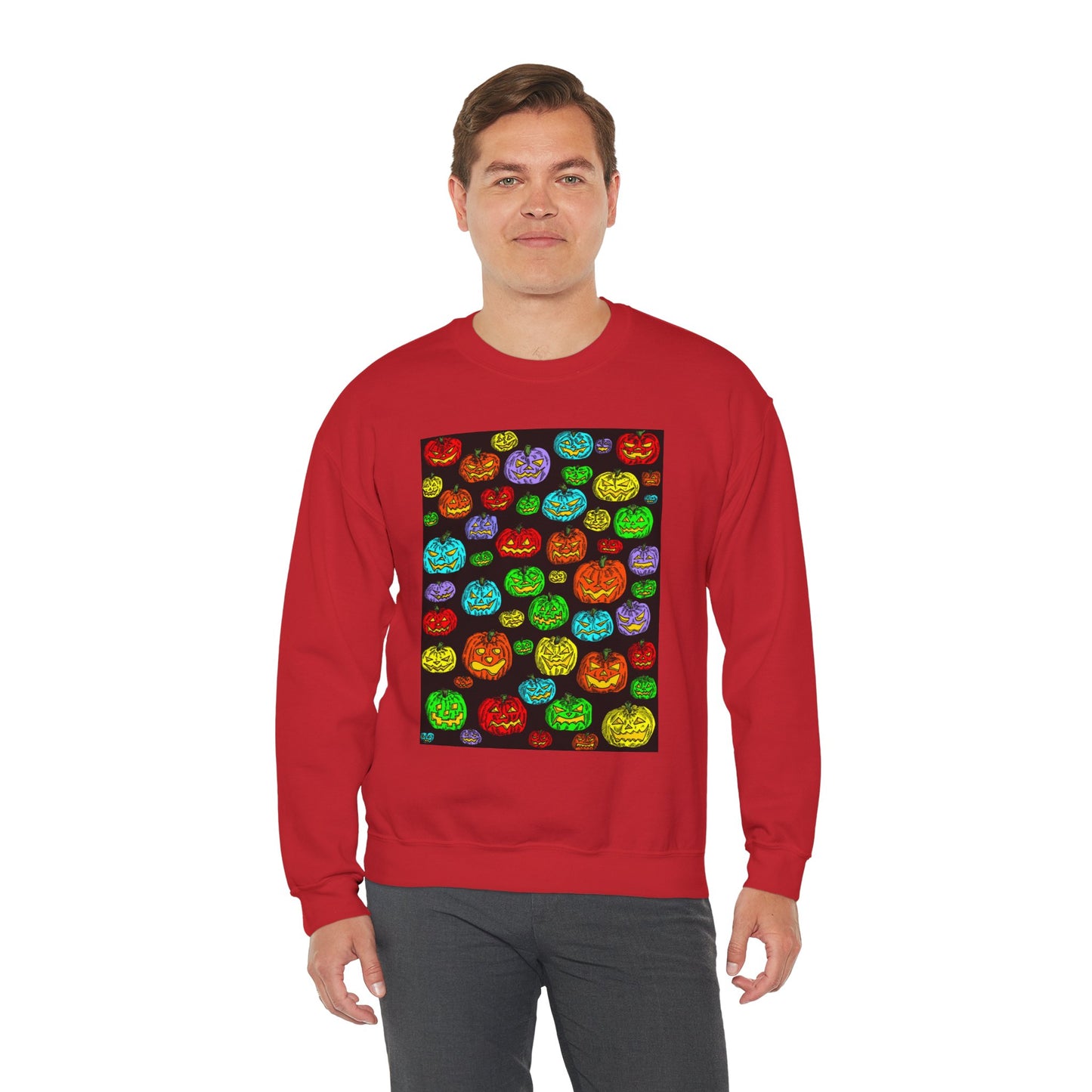 Halloween Colorful Pumpkin Graphic Crewneck Sweatshirt