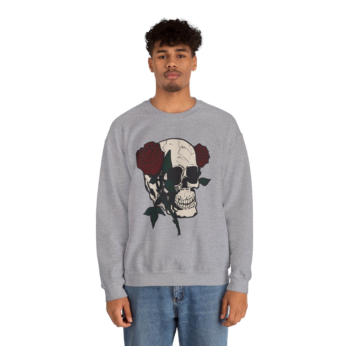 Skull & Rose Crewneck Sweatshirt - Unisex Heavy Blend™