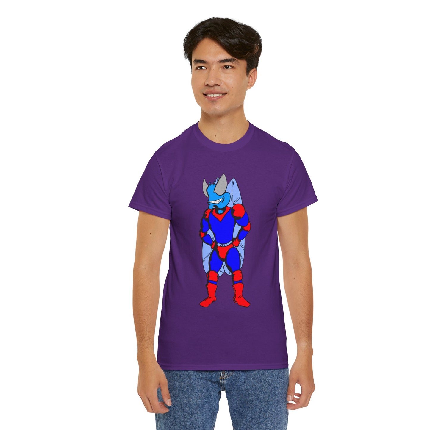 Astro-Fly Hero Graphic Tee - Blue & Red Superhero T-Shirt