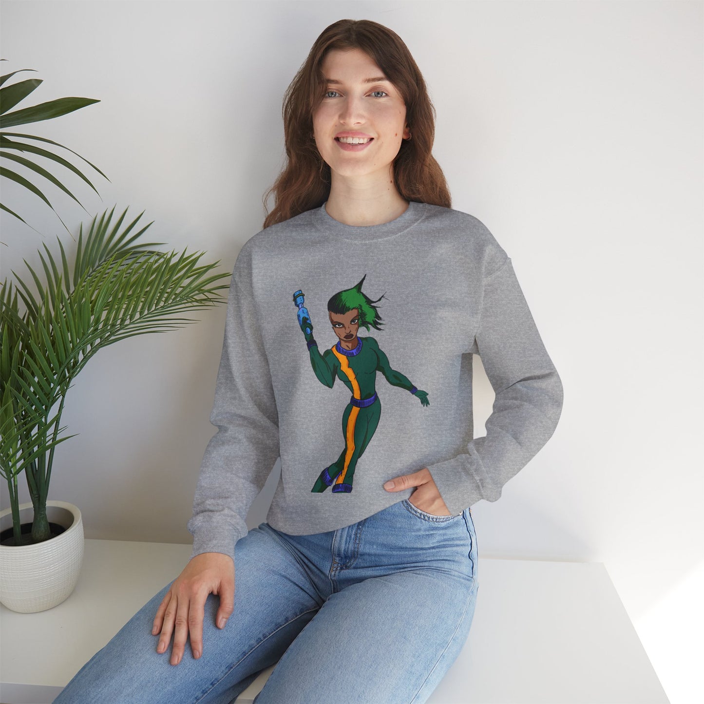 Heroic Vibes Crewneck Sweatshirt with Bold Design