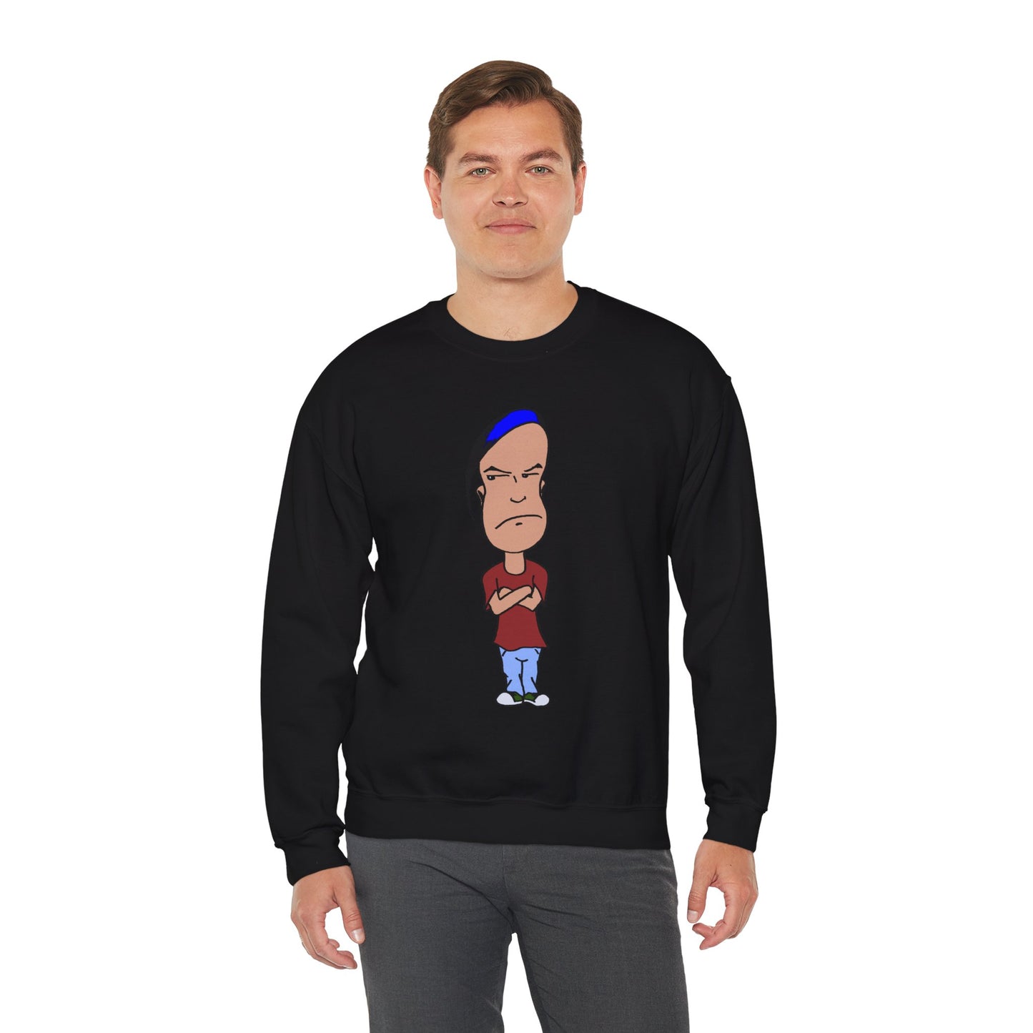 Smug Cartoon Graphic Crewneck Sweatshirt for Casual Style