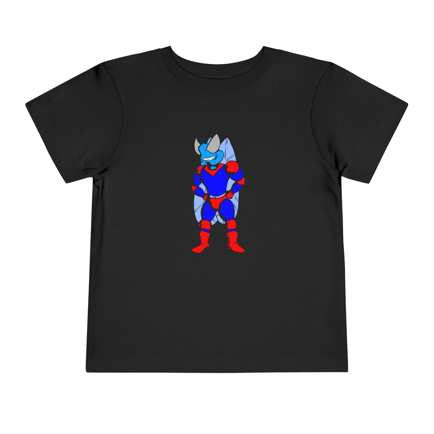Astro-Fly Toddler Tee — Brave Blue Superhero Bug Graphic