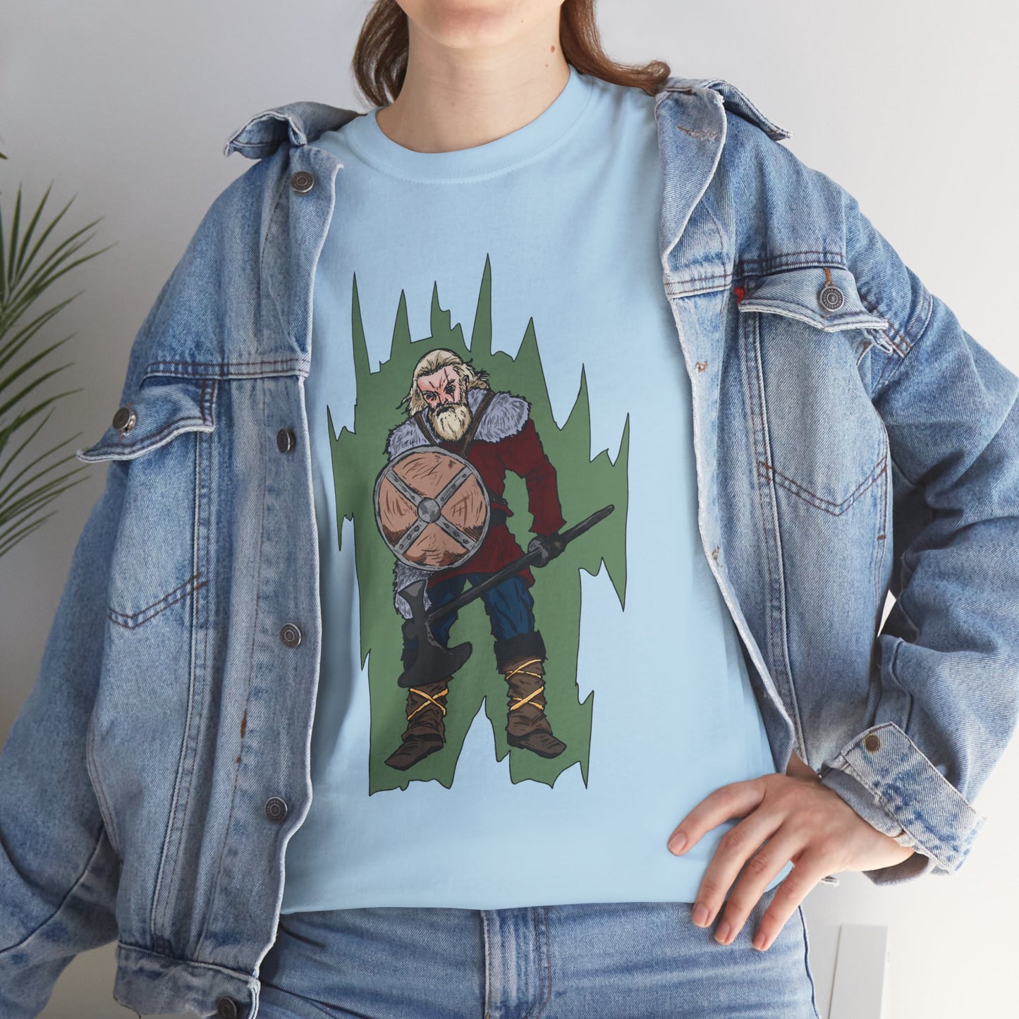 Epic Warrior Graphic Tee, Unisex Heavy Cotton Shirt, Casual Wear, Gamer Gift, Medieval Art Clothing, Battle Theme Fashion