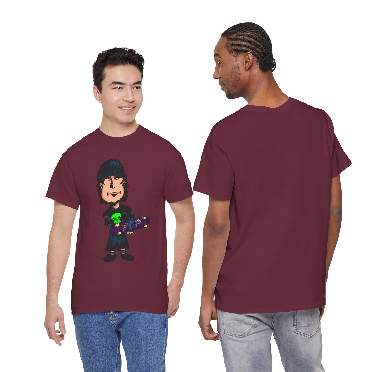 Rude Skater Dude - Skate Punk Cartoon Tee – Boy with Skateboard Graphic Shirt