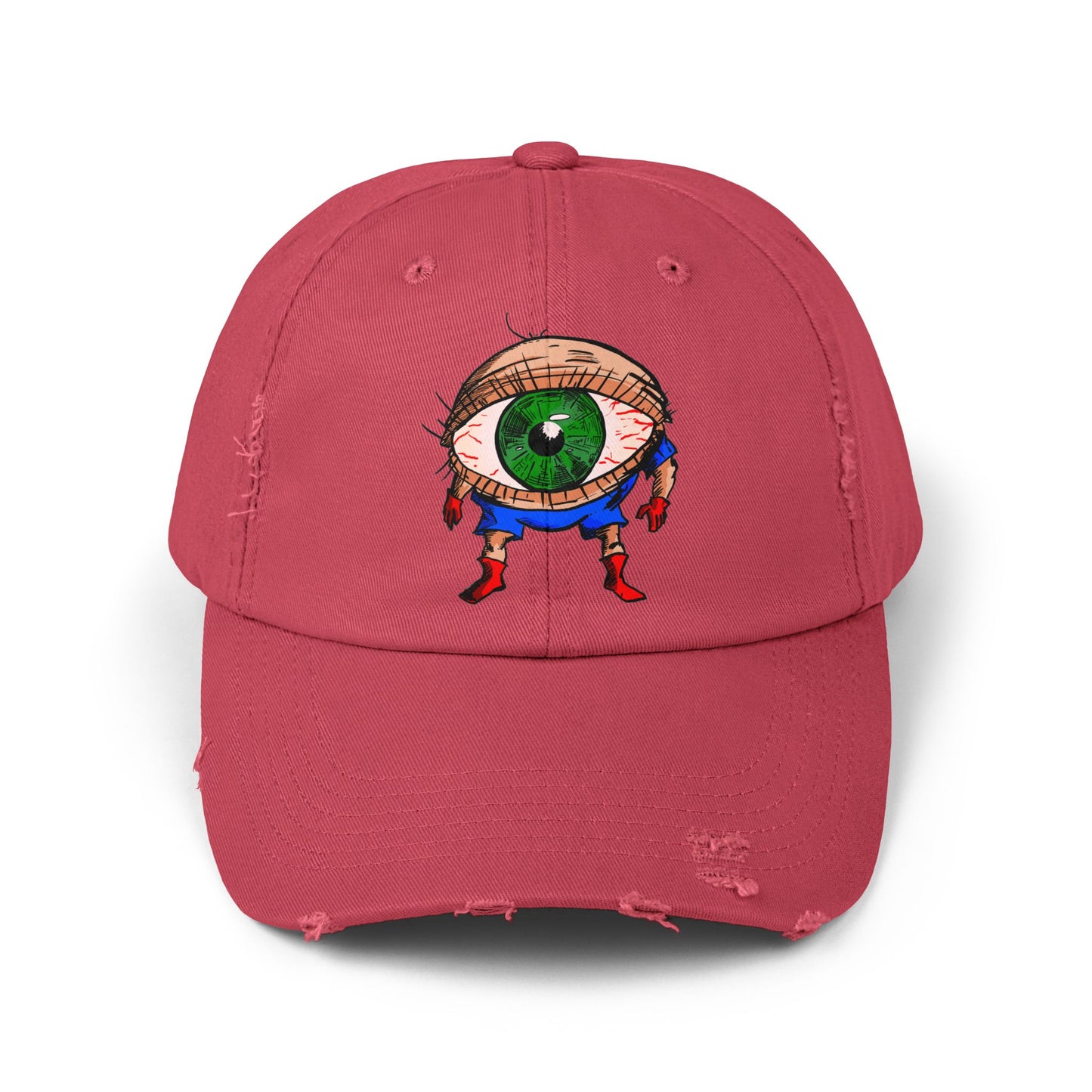 Terrif-EYE-ing Unisex Distressed Cap with Quirky Eyeball Design - Perfect for Casual Style