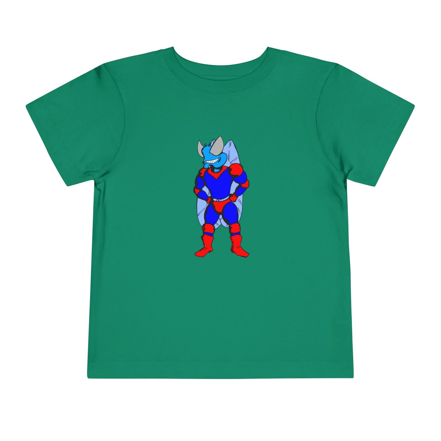 Astro-Fly Toddler Tee — Brave Blue Superhero Bug Graphic