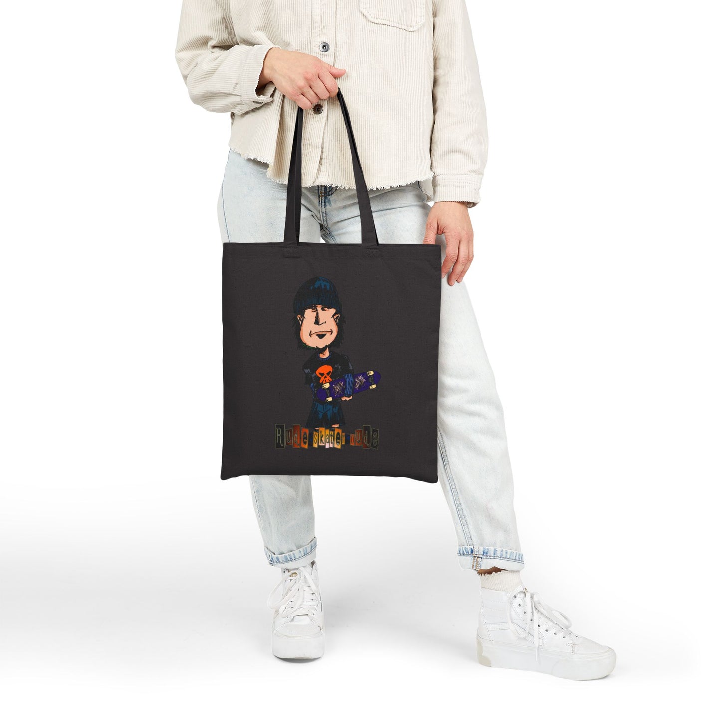 Rude Skater Dude - Skater Kid Cartoon Canvas Tote Bag
