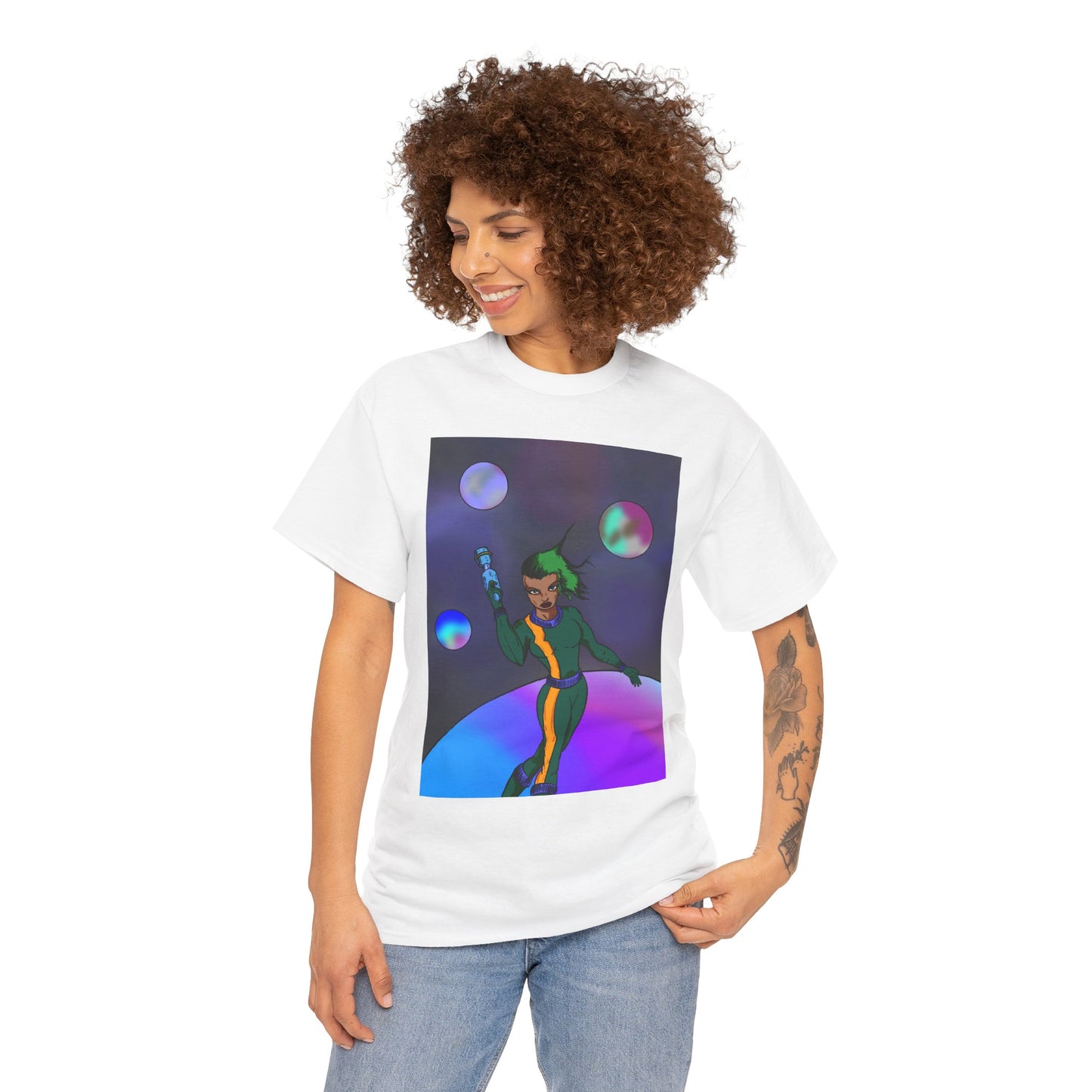 Cosmic Hero Vibe Tee - Unisex Heavy Cotton Tee, Space Art Shirt, Retro Sci-Fi T-Shirt, Gift for Space Lovers, Unique Graphic Tee