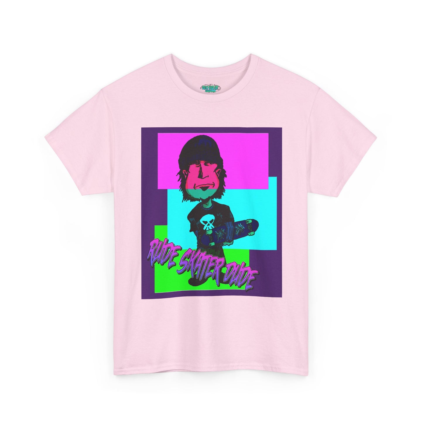 Retro Neon Skateboard Tee — "Rude Skater Dude" Graphic