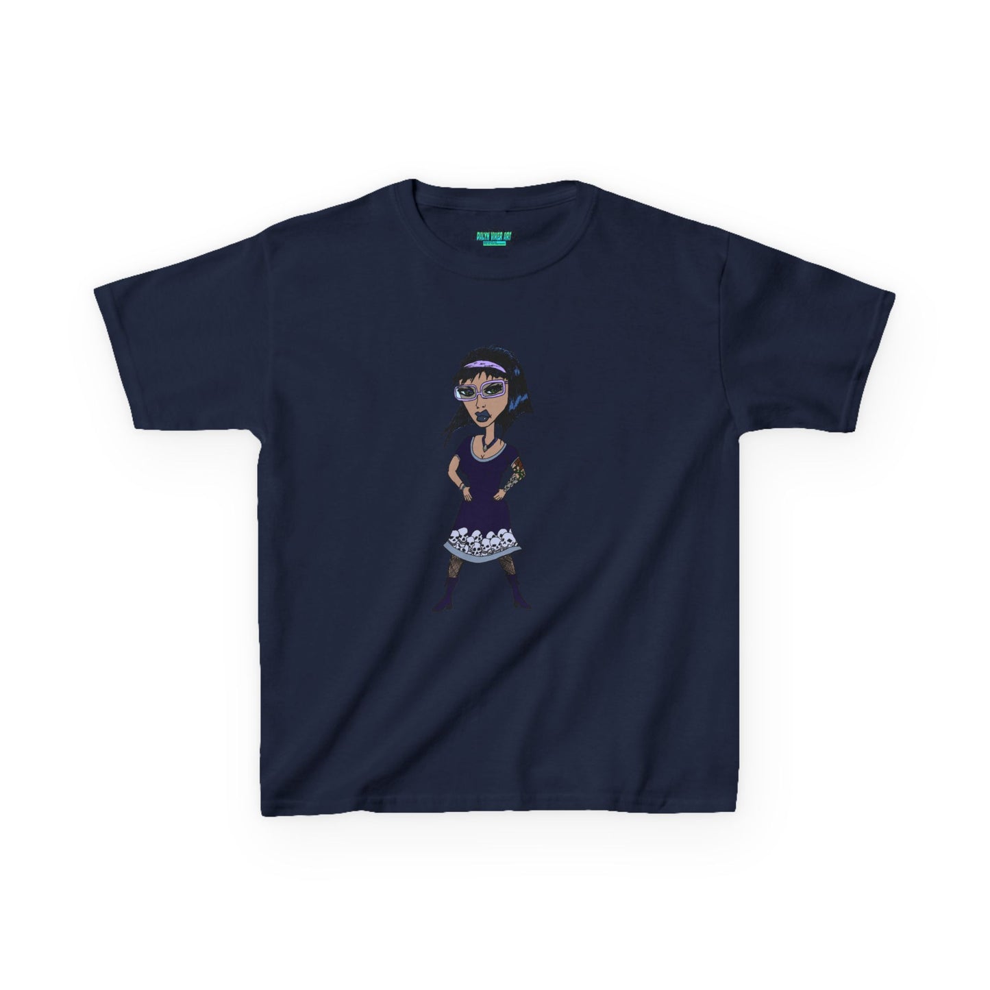 Kids Tee — Vintage Gothic Girl Cartoon Graphic Tee for Children