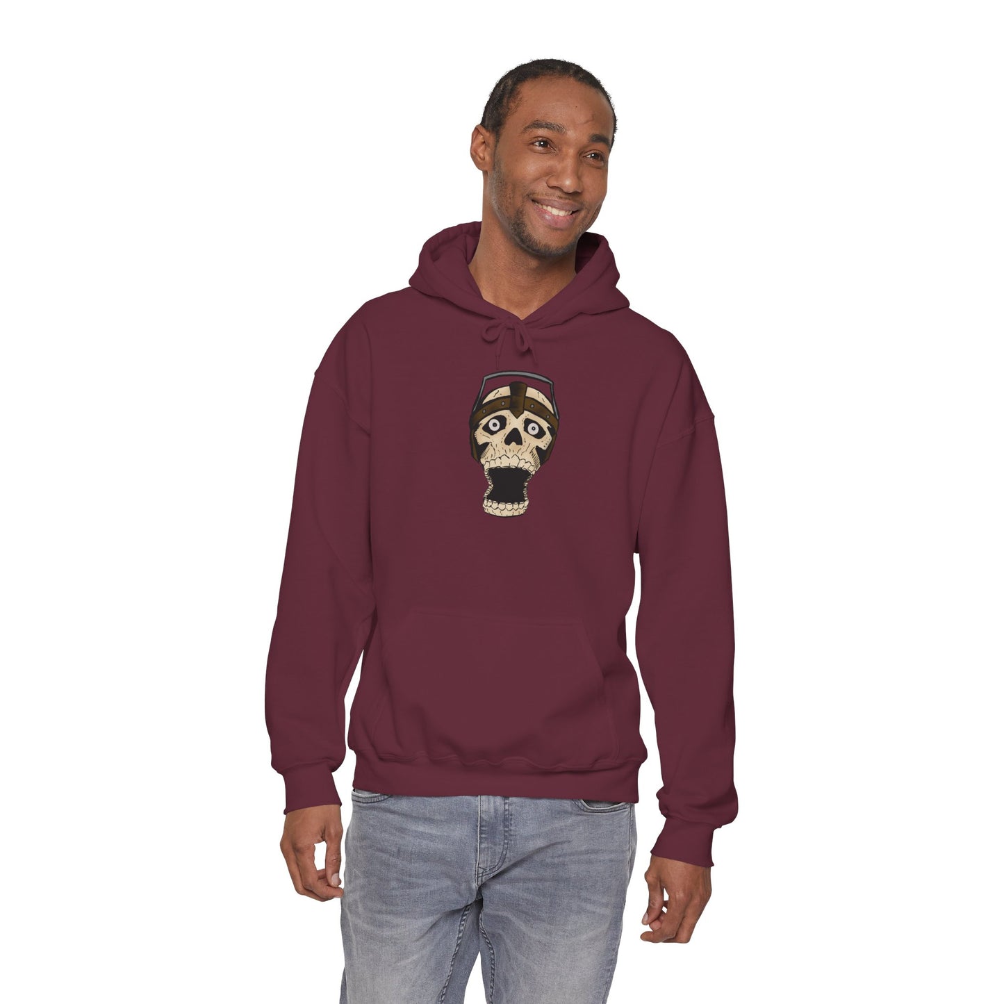Screaming Skull Graphic Hoodie, Unisex Heavy Blend Sweatshirt, Cozy Casual Wear, Gift for Halloween, Unique October Fashion, Everyday Comfort