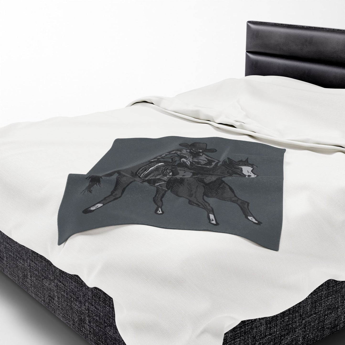 Cowboy Horse Velveteen Plush Blanket – Western Rodeo Throw for Horse Lovers