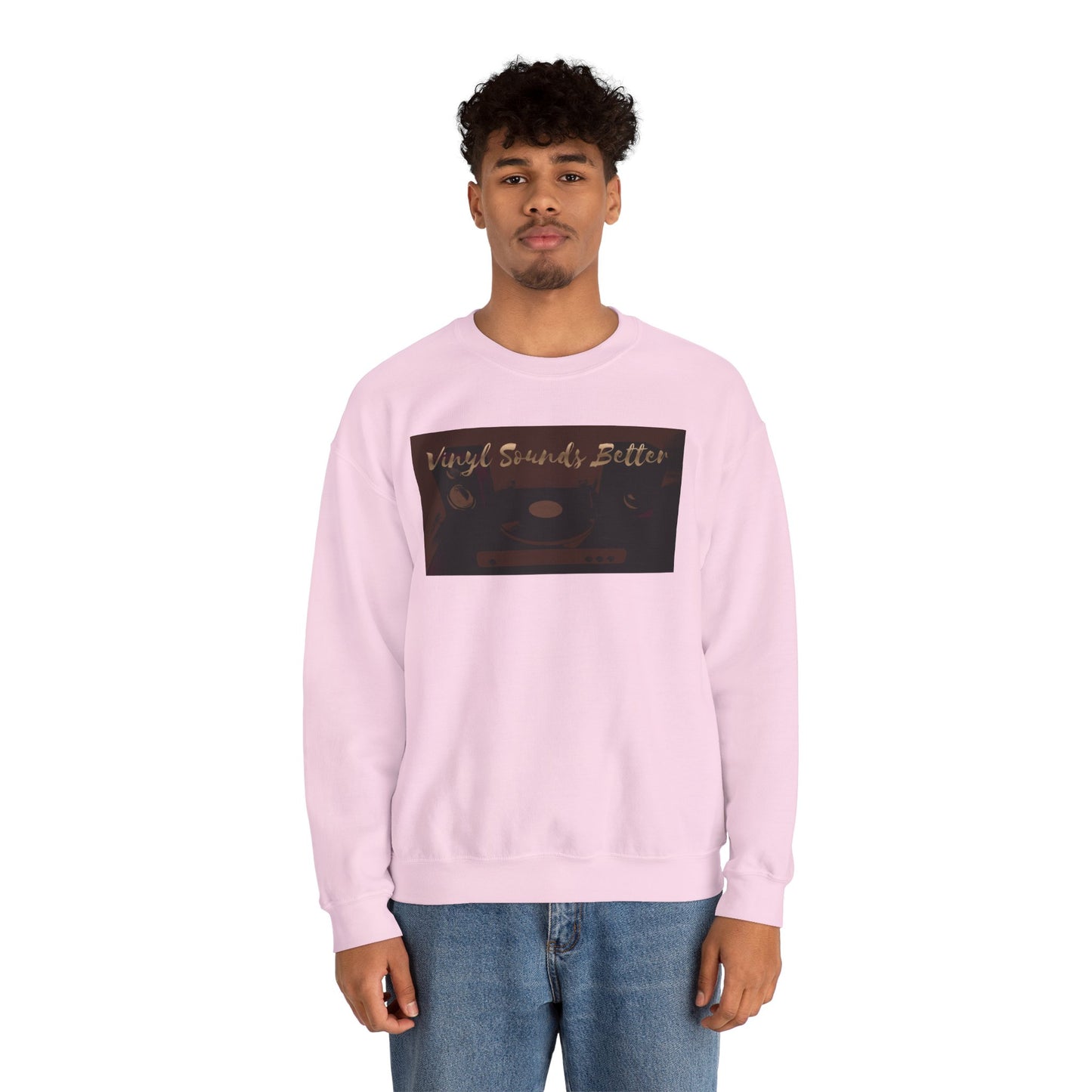 Crewneck Sweatshirt — "Vinyl Sounds Better" Retro Record Graphic