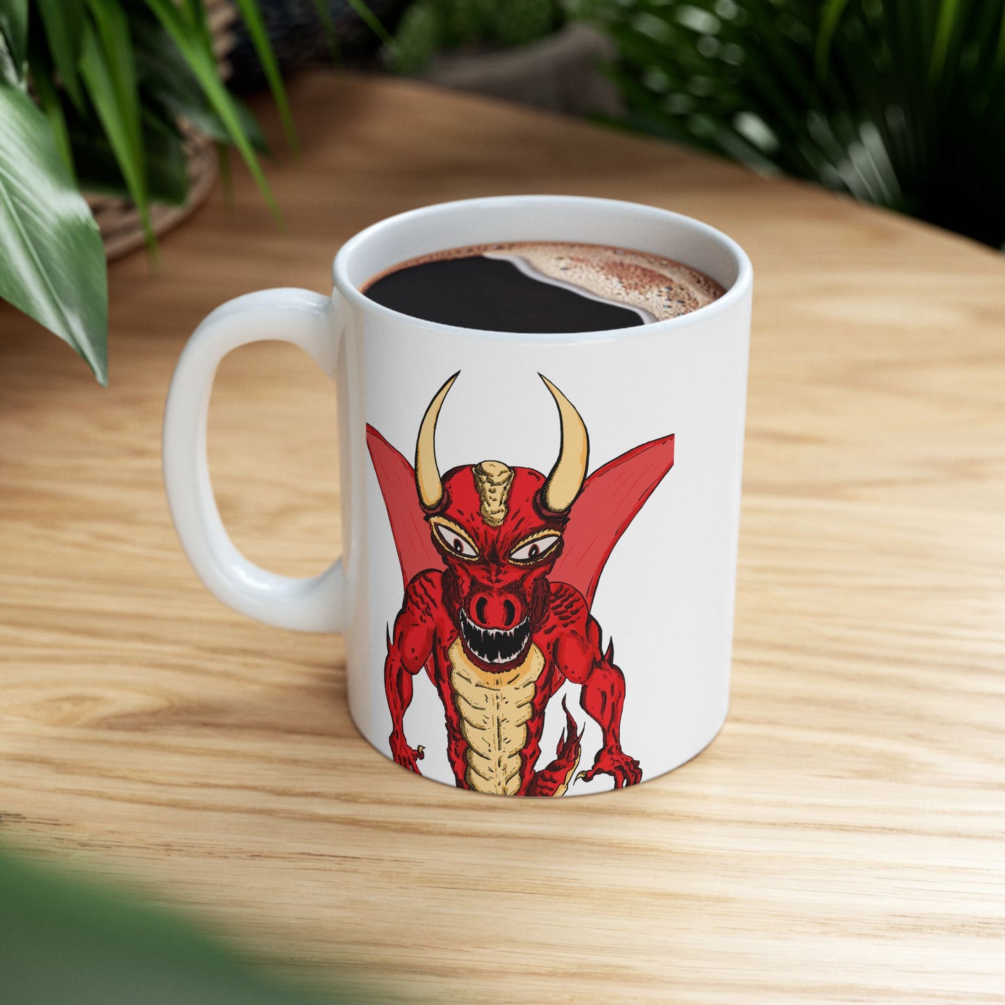 Bold Demon Dragon Themed Ceramic Mug | Perfect Gift for Comic Fans, Coffee Lovers, & Superhero Parties, Protect Your Coffee in Style!