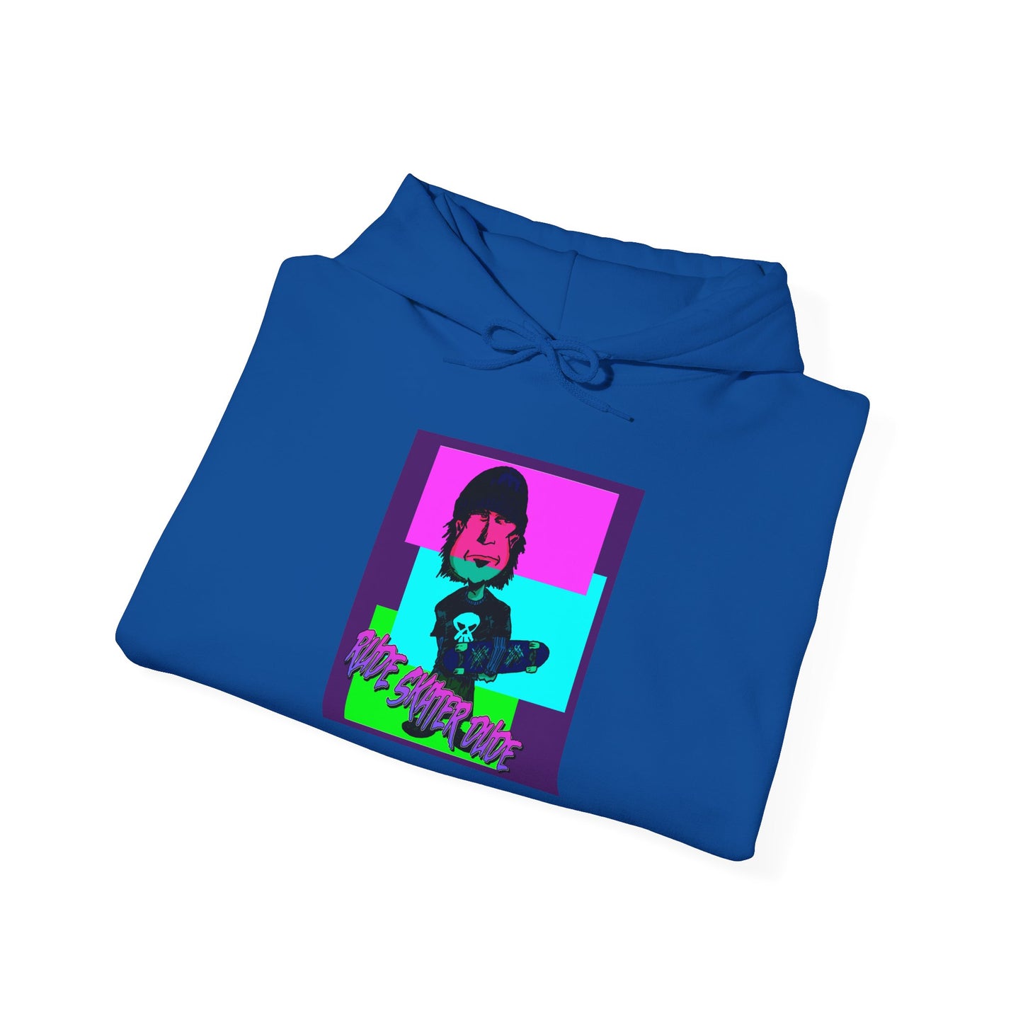 Retro Neon Rude Skater Dude Hoodie — Streetwear