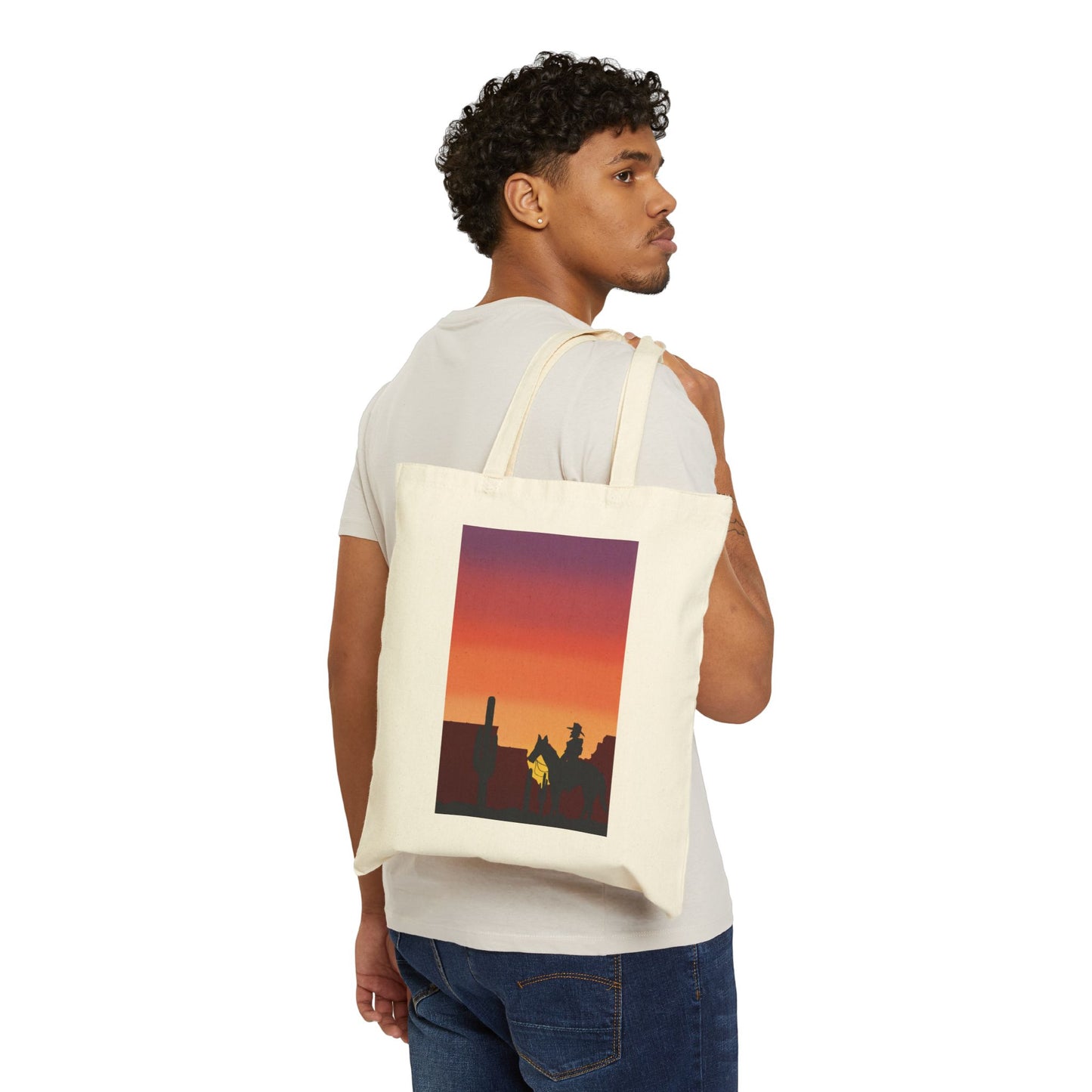 Sunset Silhouette Canvas Tote Bag – Desert Skyline Sunset Eco Tote