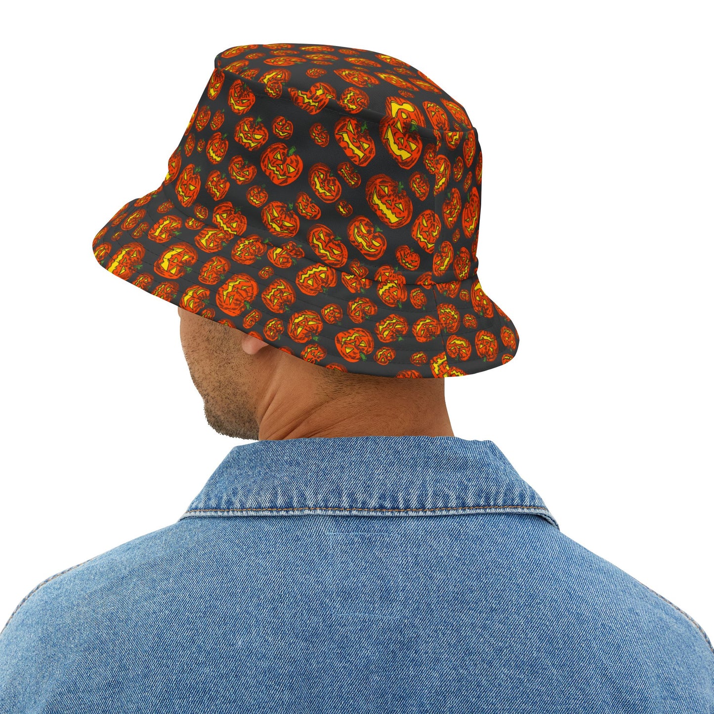 Halloween Pumpkin Bucket Hat, Festive Accessory for Fall, Trick or Treat Gear, Unisex Hat, Autumn Outdoor Fun, Spooky Style