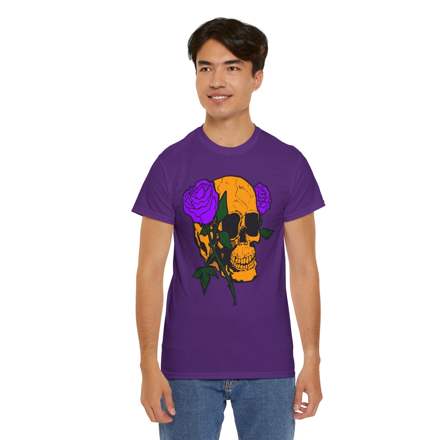 Skull and Roses Unisex Tee, Gothic Aesthetic Shirt, Vintage Graphic T-Shirt, Streetwear Essentials, Edgy Casual Wear