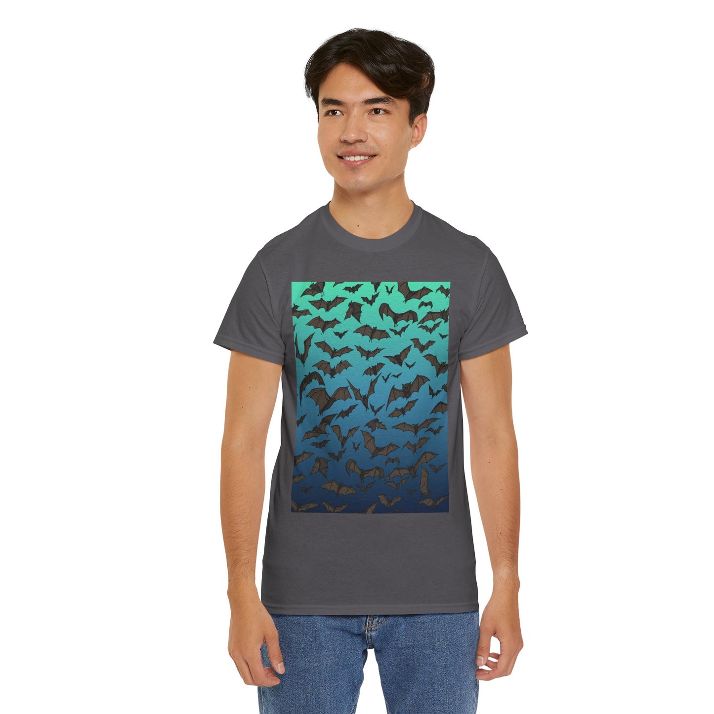 Bat Swarm Graphic Tee — Gradient Night Flight T-Shirt