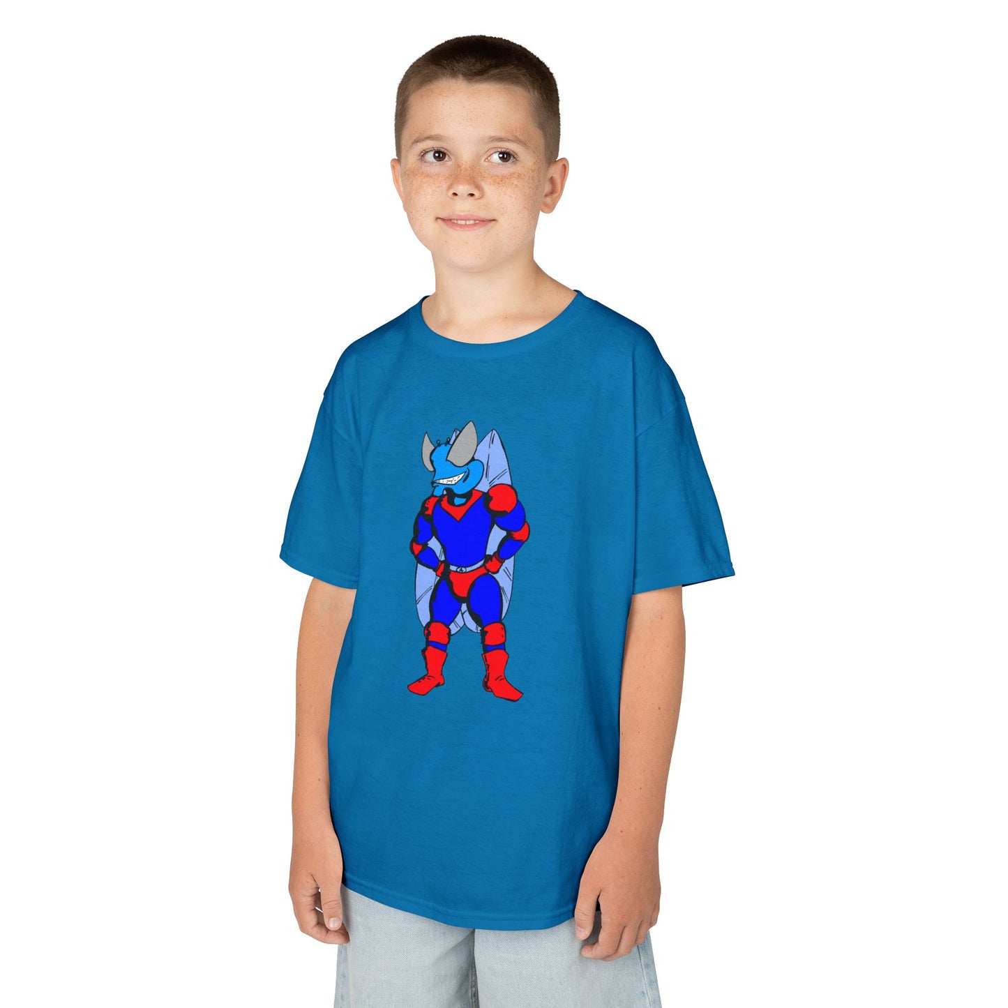 Astro-Fly Kids Superhero T-Shirt — Cute Red & Blue Winged Hero Tee for Boys & Girls