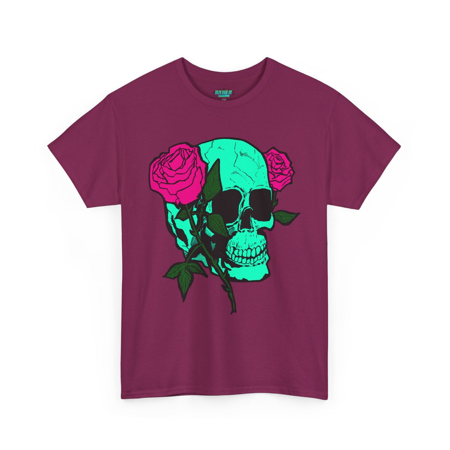 Edgy Skull & Roses Unisex Heavy Cotton Tee - Graphic T-Shirt for Alternative Fashion Lovers