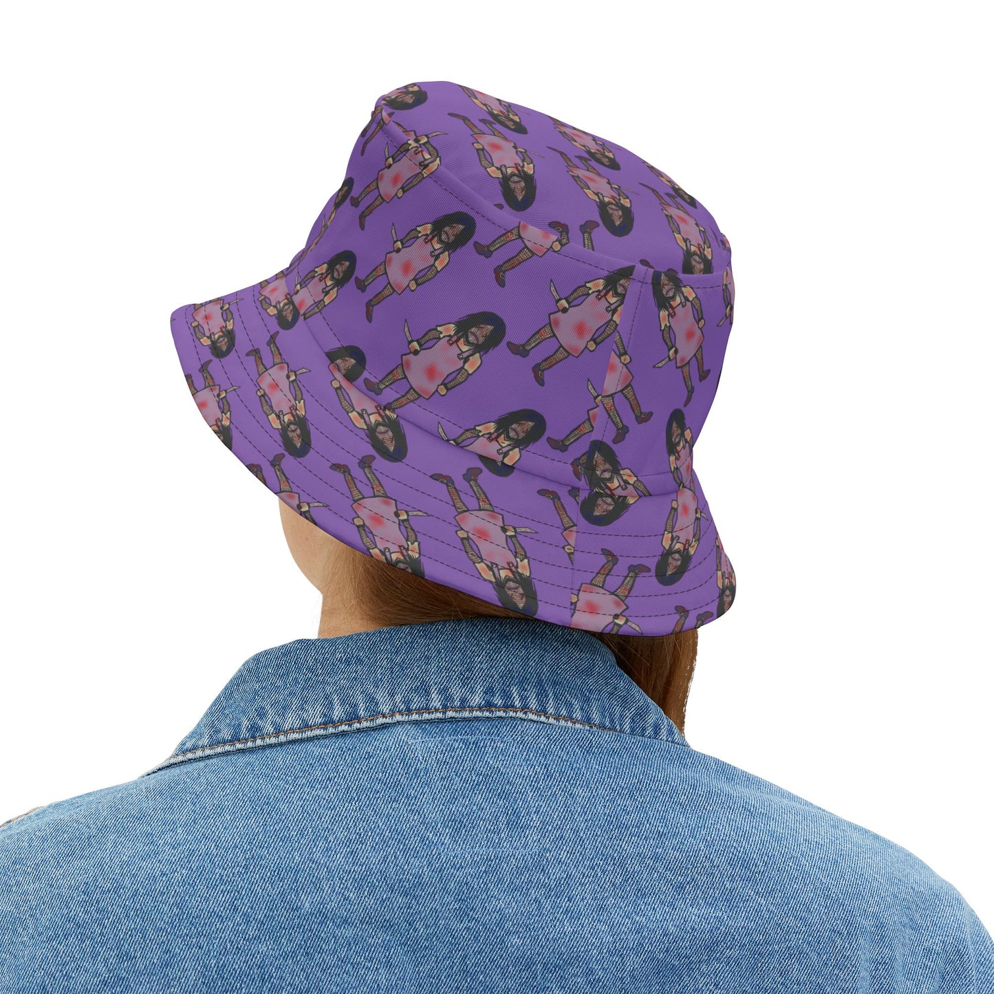 Vibrant Evil Doll Graphic Bucket Hat, Stylish Summer Accessory, Fun Outdoor Wear, Unique Festival Hat, Trendy Sun Protection
