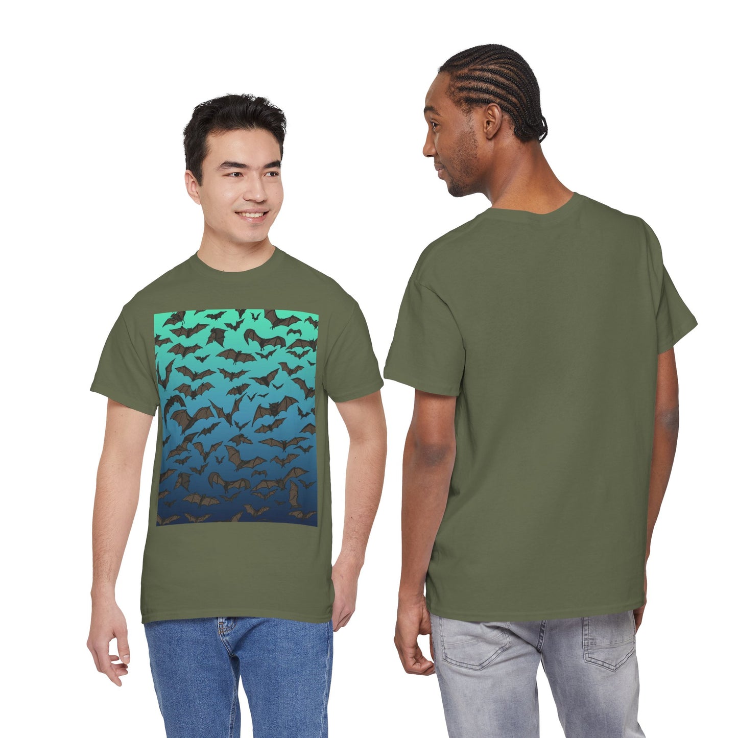 Bat Swarm Graphic Tee — Gradient Night Flight T-Shirt