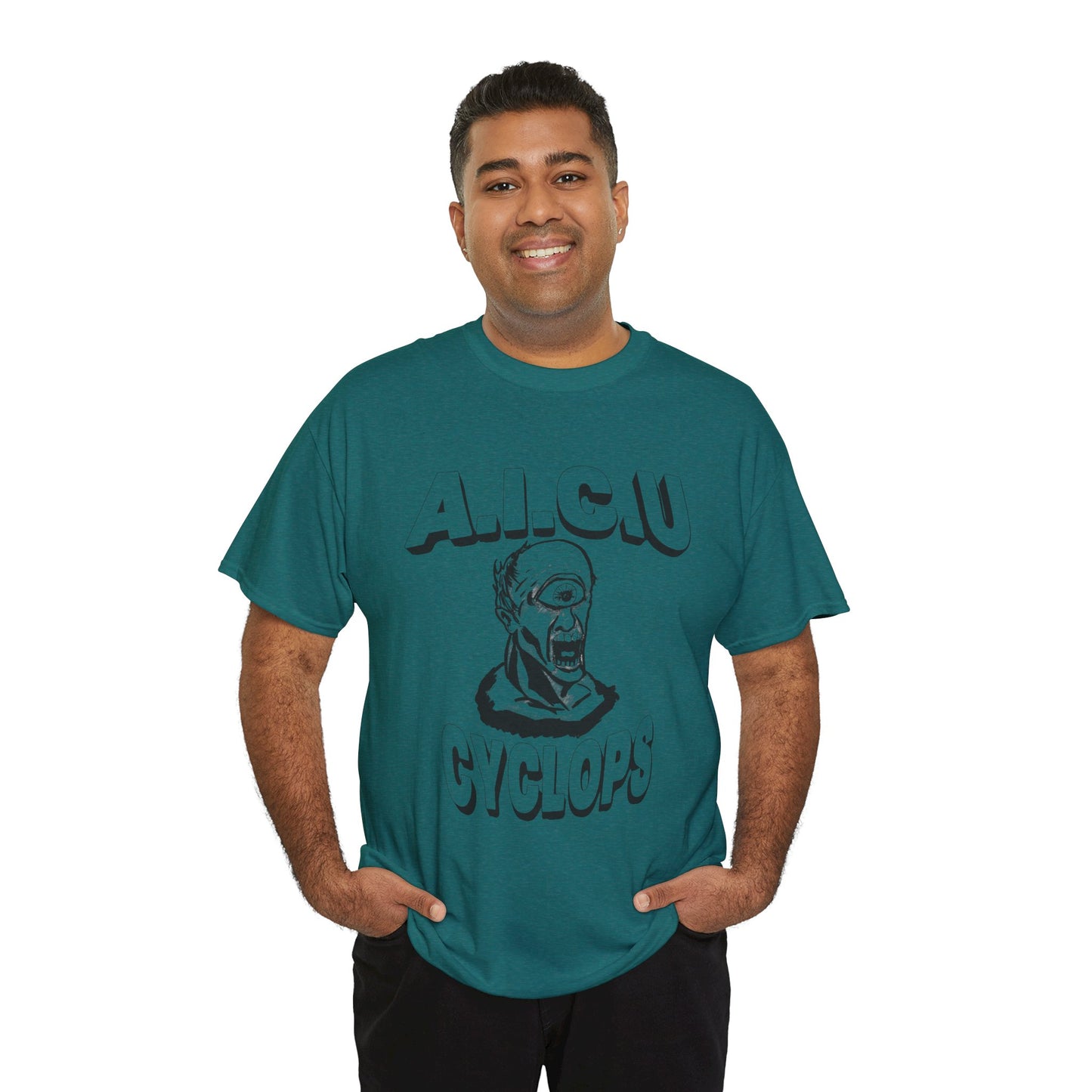 Graphic Unisex Tee - Fake AICU University Cyclops Mascot Mythology Shirt