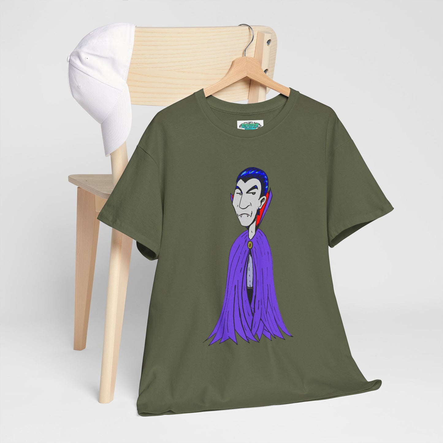Vampire Cartoon Tee - Cute Purple Cloak Dracula Graphic T-Shirt