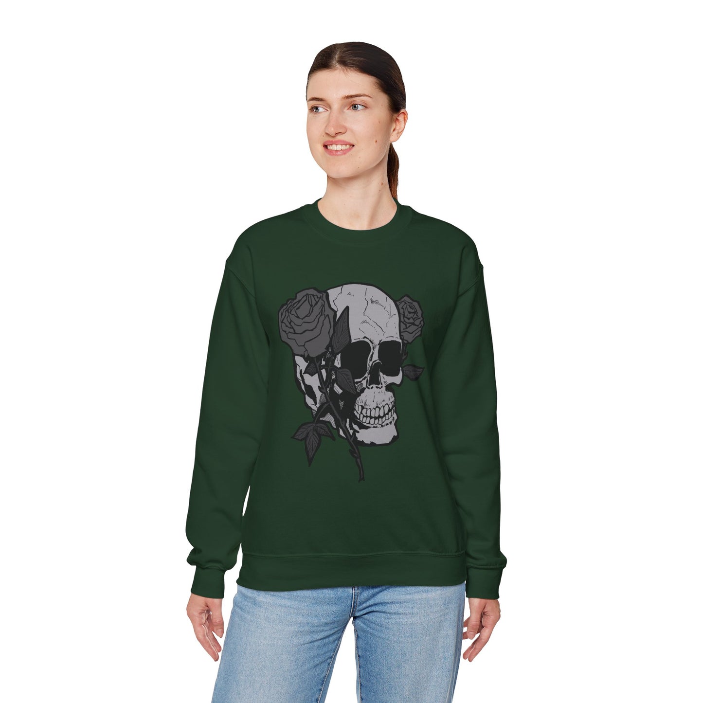 Skull and Roses Crewneck Sweatshirt - Unisex Heavy Blend™