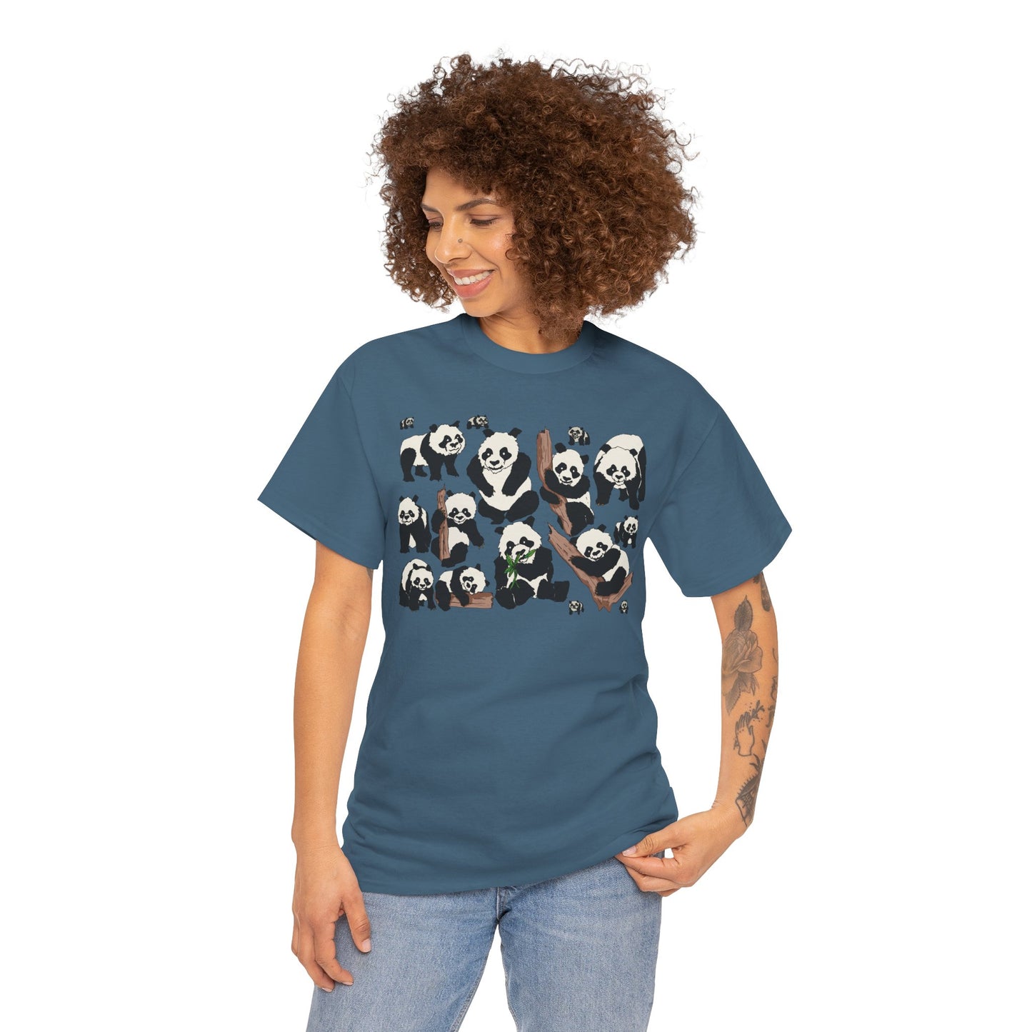Cute Panda Design Unisex Heavy Cotton Tee | Animal Lover Gift, Casual Wear, Eco-Friendly Apparel, Nature Enthusiast Clothing