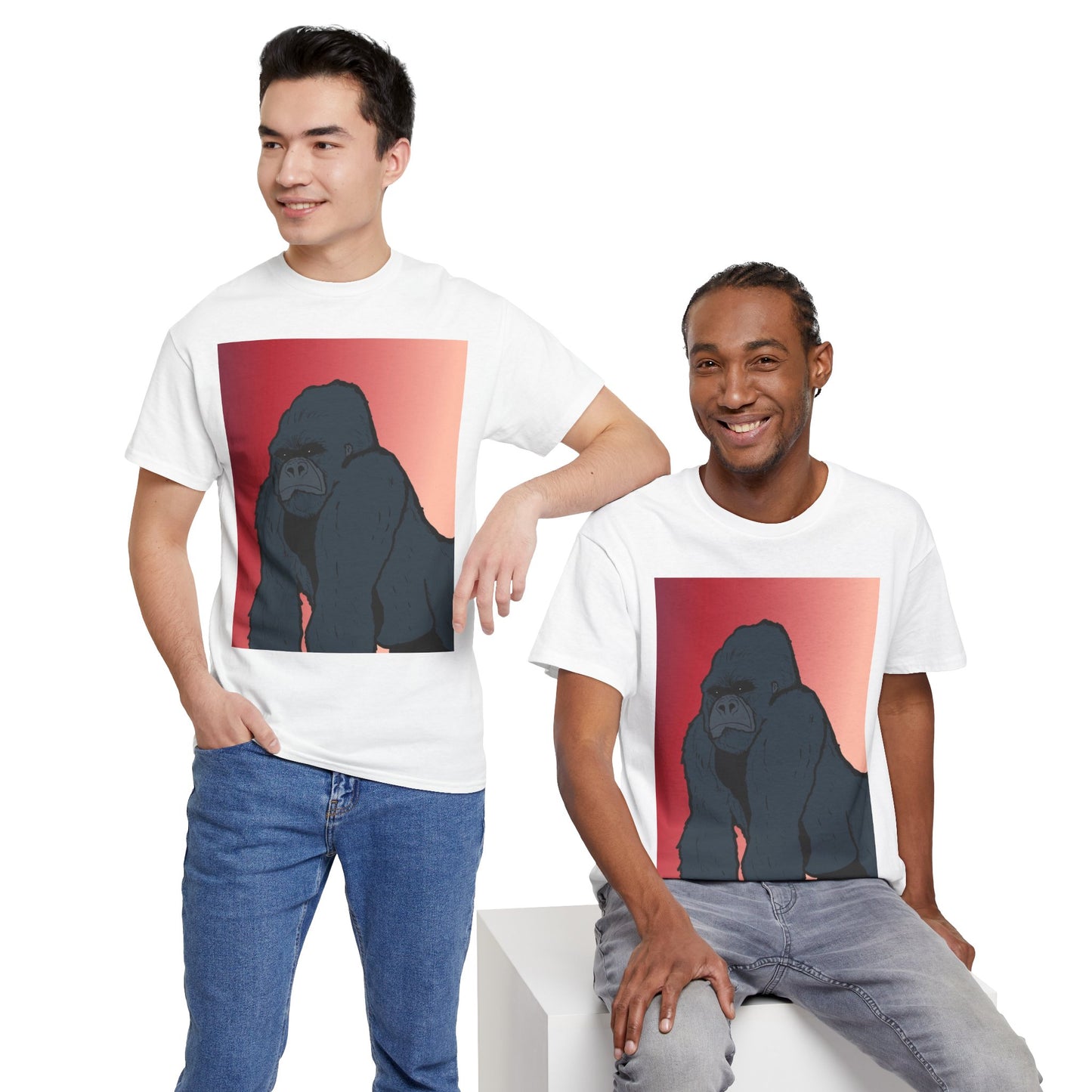 Gorilla Graphic Tee — Vintage Sunset Primate Illustration Shirt