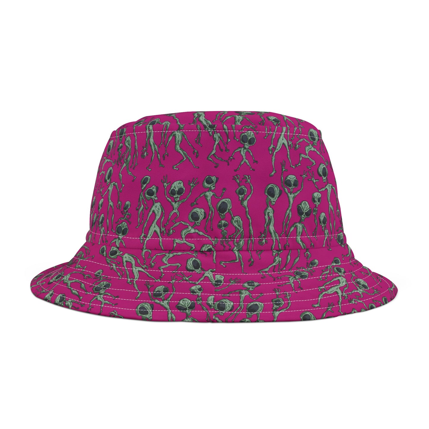 Vibrant Alien Dance Party Print Bucket Hat for Trendy Fashion Lovers, Unique Summer Accessory, Festival Gear, Fun Gift, Vacation Must-Have
