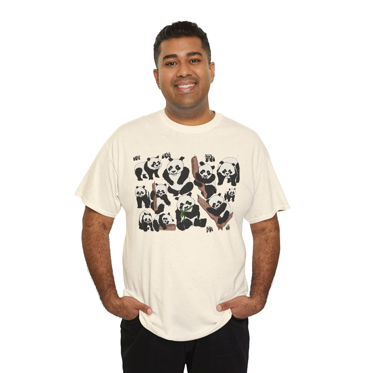 Cute Panda Design Unisex Heavy Cotton Tee | Animal Lover Gift, Casual Wear, Eco-Friendly Apparel, Nature Enthusiast Clothing