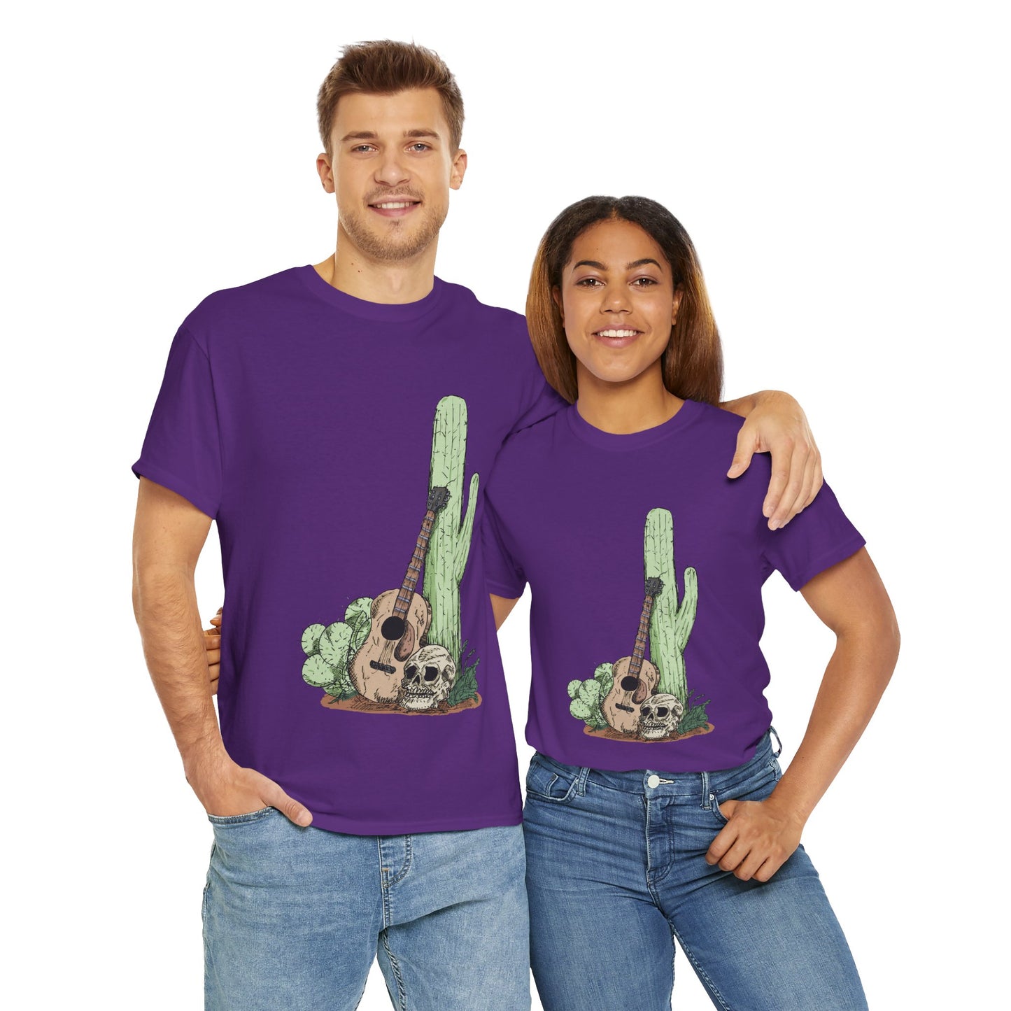 Desert Vibe Graphic Tee - Unisex Heavy Cotton Shirt, Boho Cactus Shirt, Guitar Lover's Gift, Summer Top, Music T-Shirt