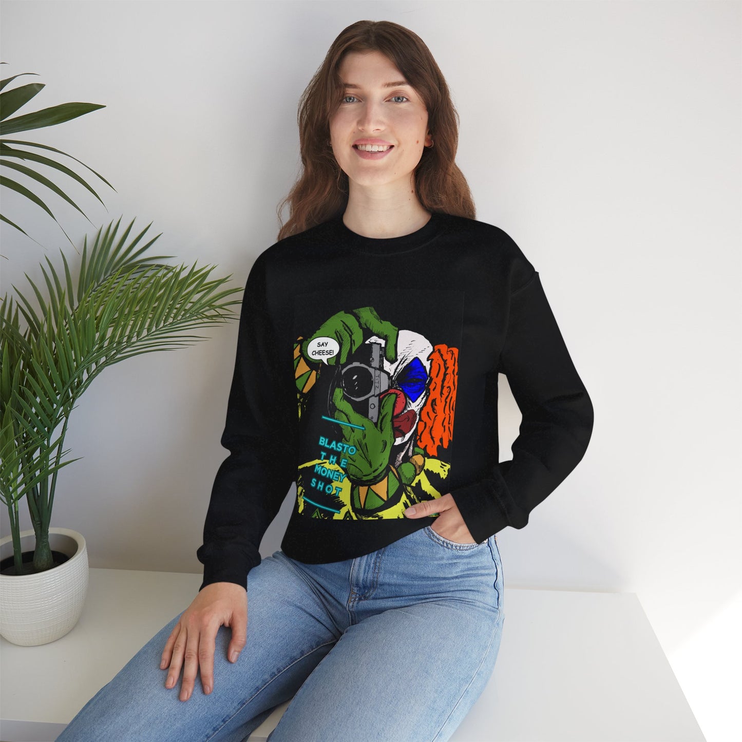 Blasto the Clown Retro Homage Graphic Crewneck Sweatshirt - 'Blast from the Past'